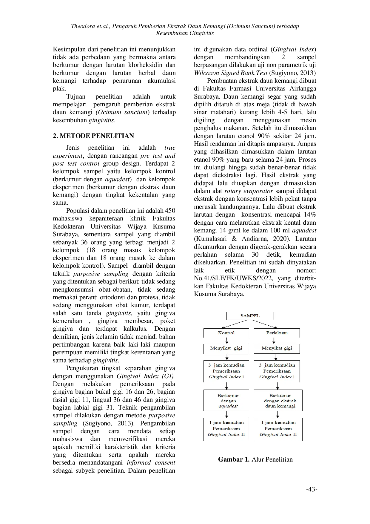 JURIS Pengaruh Pemberian Ekstrak Daun Kemangi Ocimum Sanctum Terhadap Kesembuhan Gingivitis