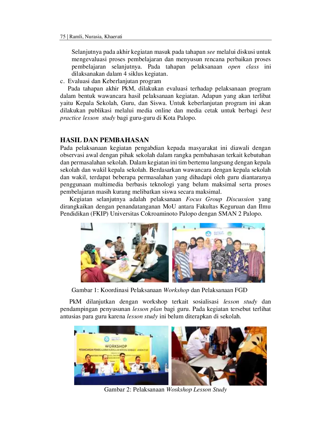 JURIS Pendampingan Guru dalam Penerapan Pembelajaran Berbasis Lesson Study di SMA Negeri 2 Palopo