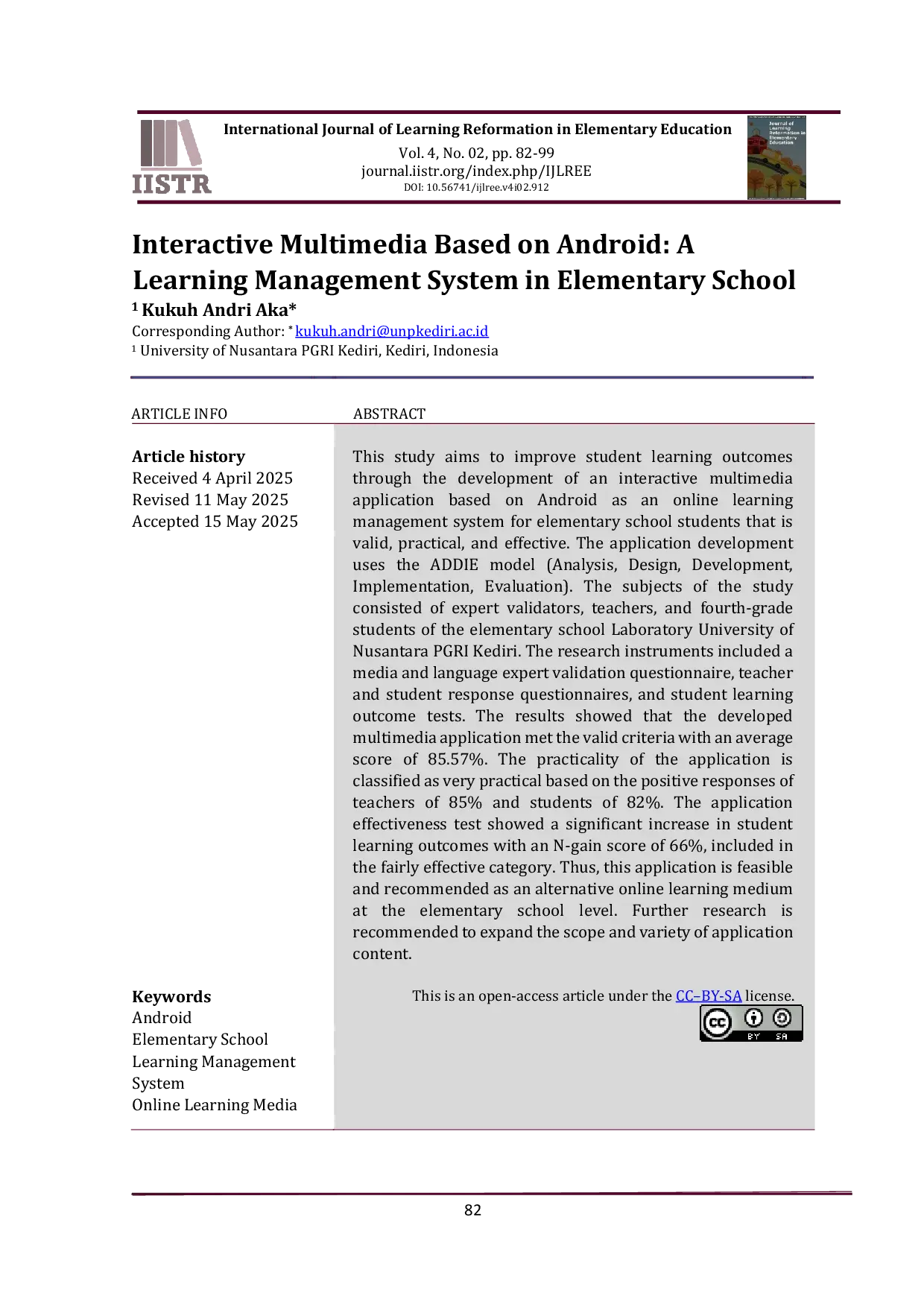 JURIS Interactive Multimedia Based on Android A Learning Management System in Elementary School