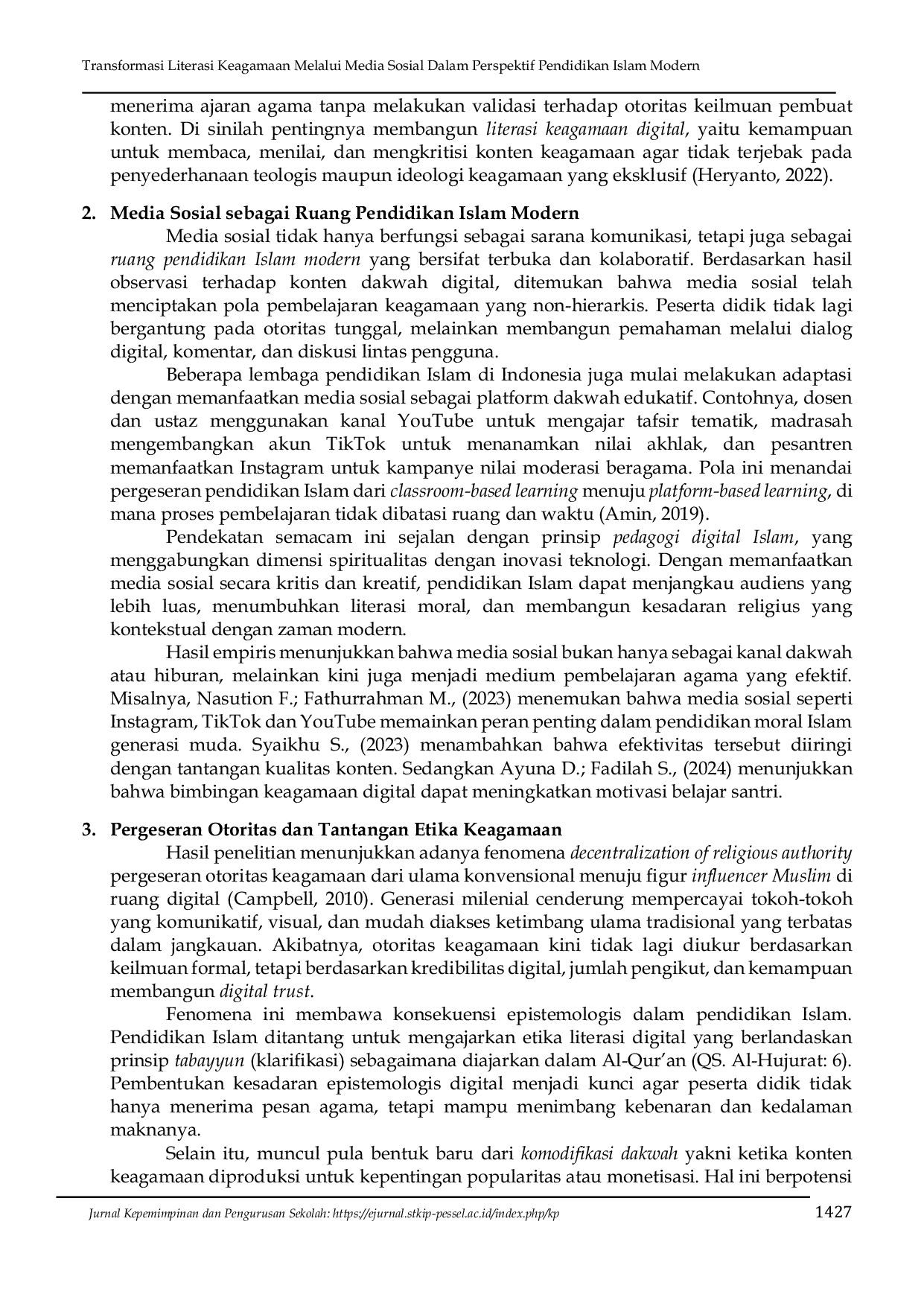 JURIS Transformasi Literasi Keagamaan Melalui Media Sosial Dalam Perspektif Pendidikan Islam Modern