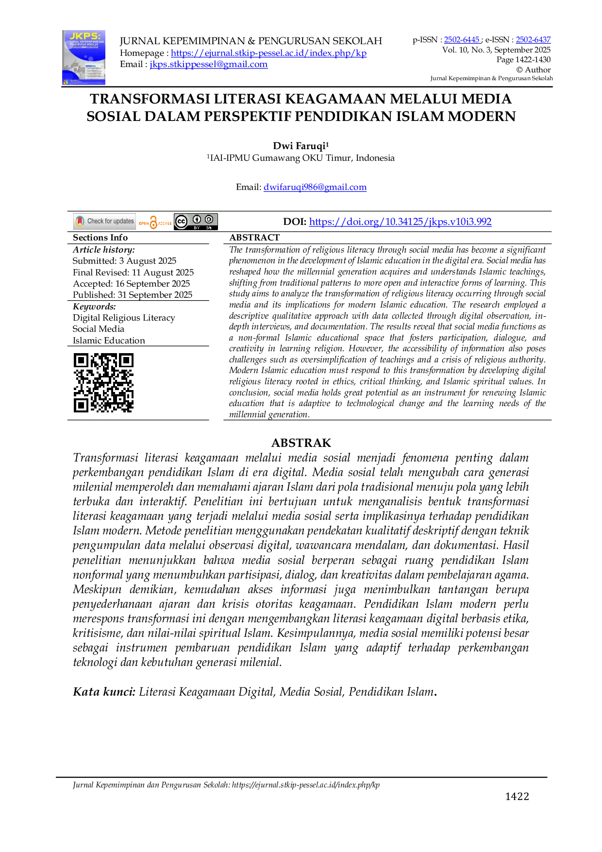 JURIS Transformasi Literasi Keagamaan Melalui Media Sosial Dalam Perspektif Pendidikan Islam Modern