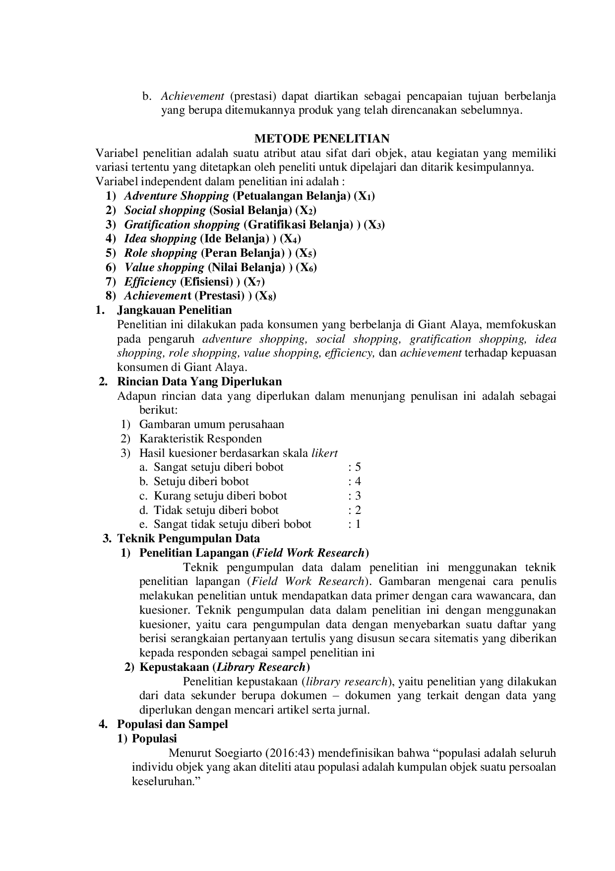 JURIS Pengaruh Hedonic Value dan Utilitarian Value Terhadap Kepuasan Konsumen di Giant Alaya