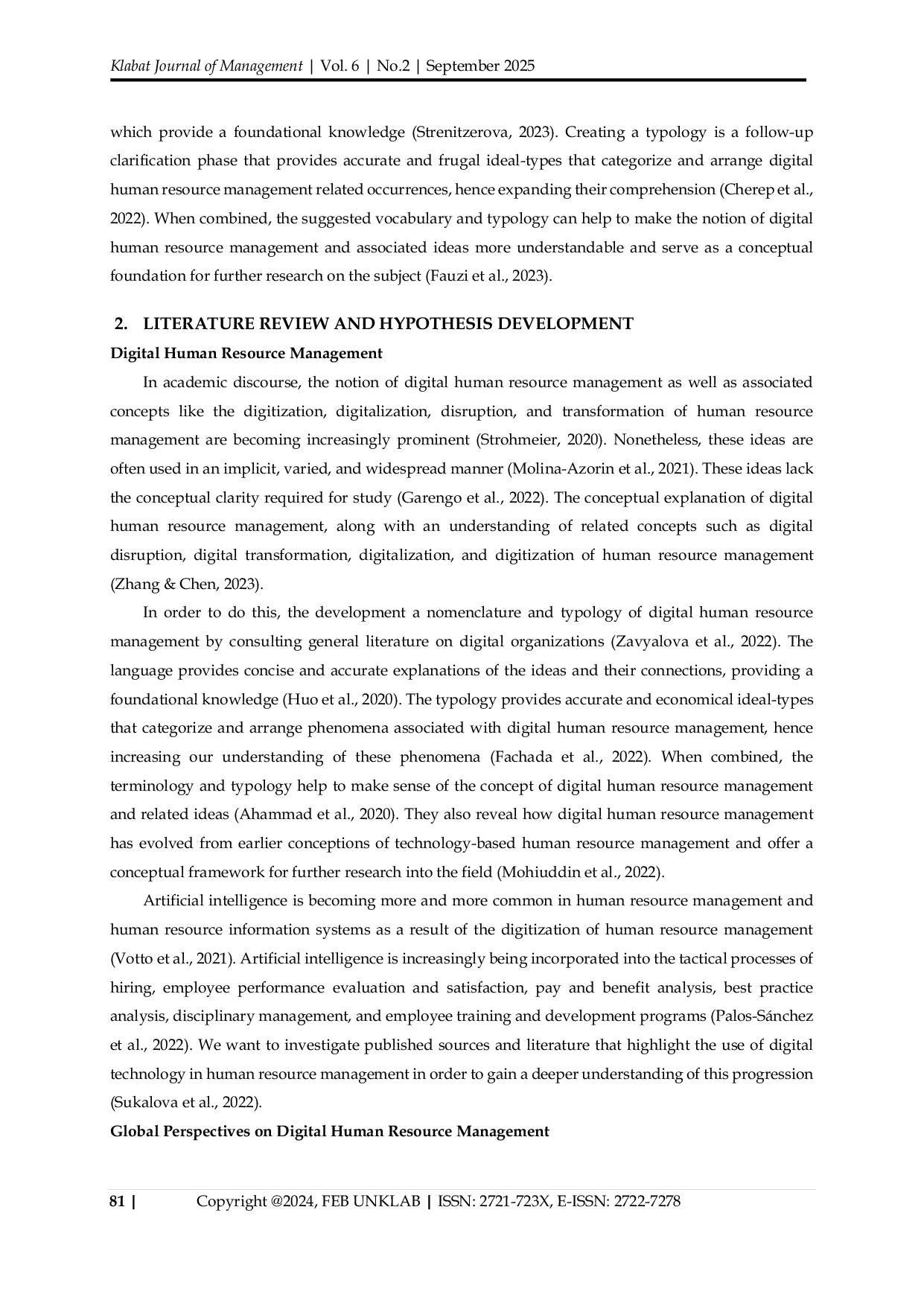 JURIS Systematic Bibliometric Analysis Digital Human Resource Management Studies for Future Research