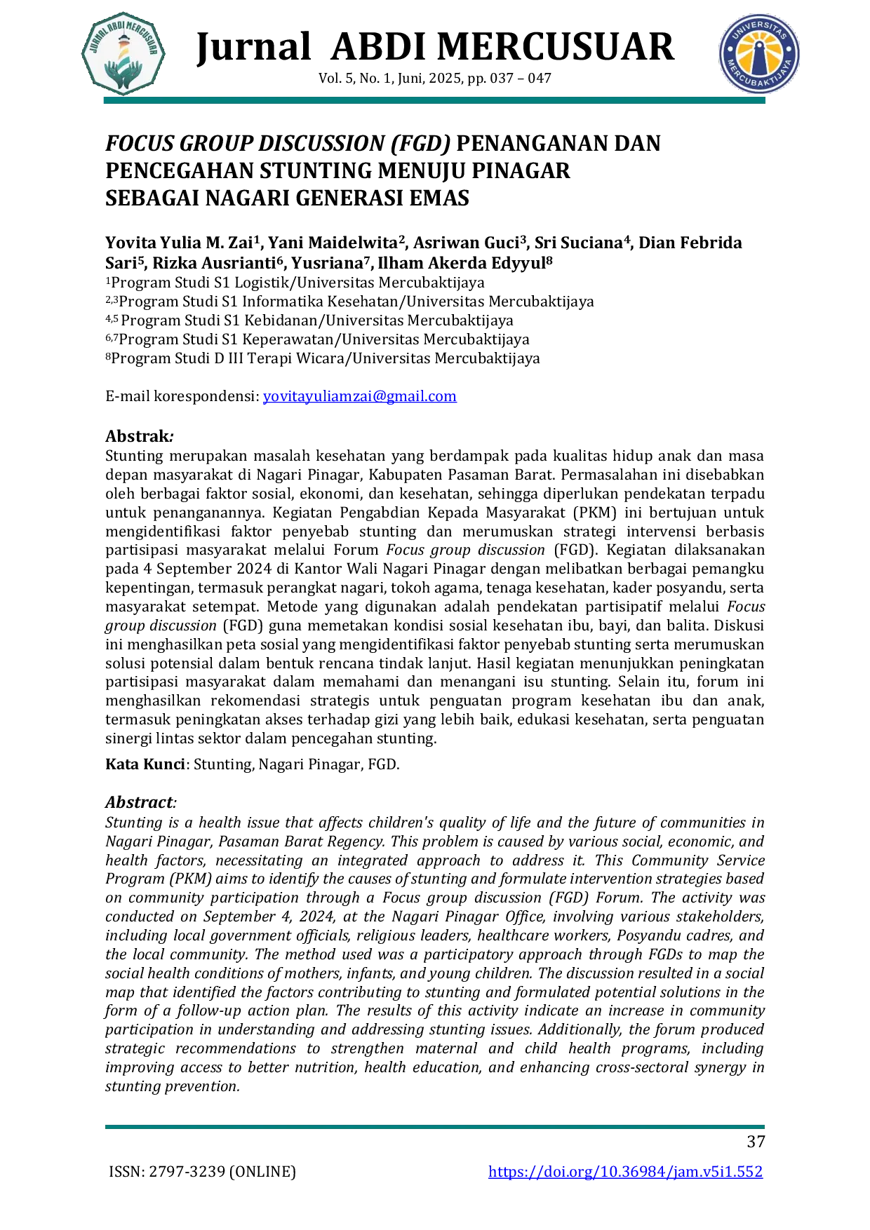 JURIS Focus Group Discussion Fgd Penanganan Dan Pencegahan Stunting Menuju Pinagar Sebagai Nagari Generasi Emas