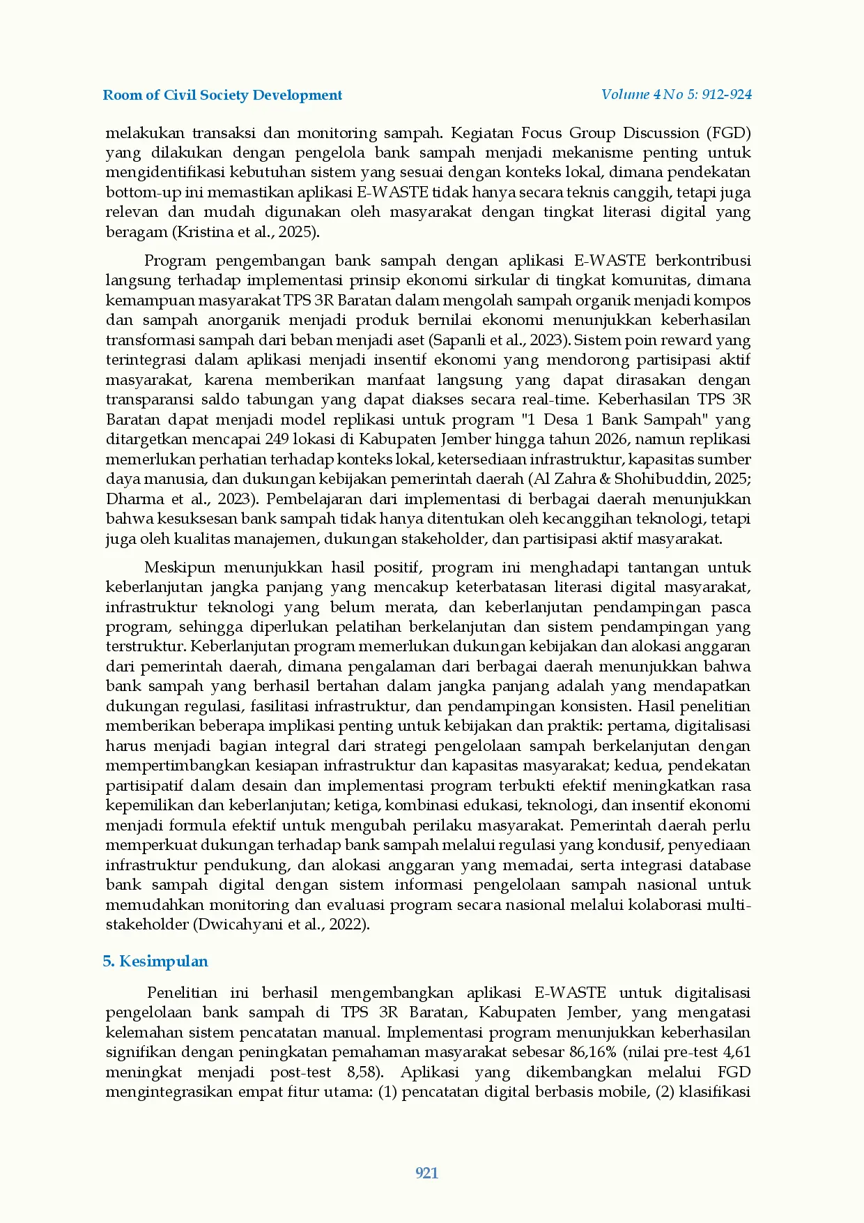 juris Pengembangan Bank Sampah Menggunakan Aplikasi E Waste Di Tps 3r Baratan Jember