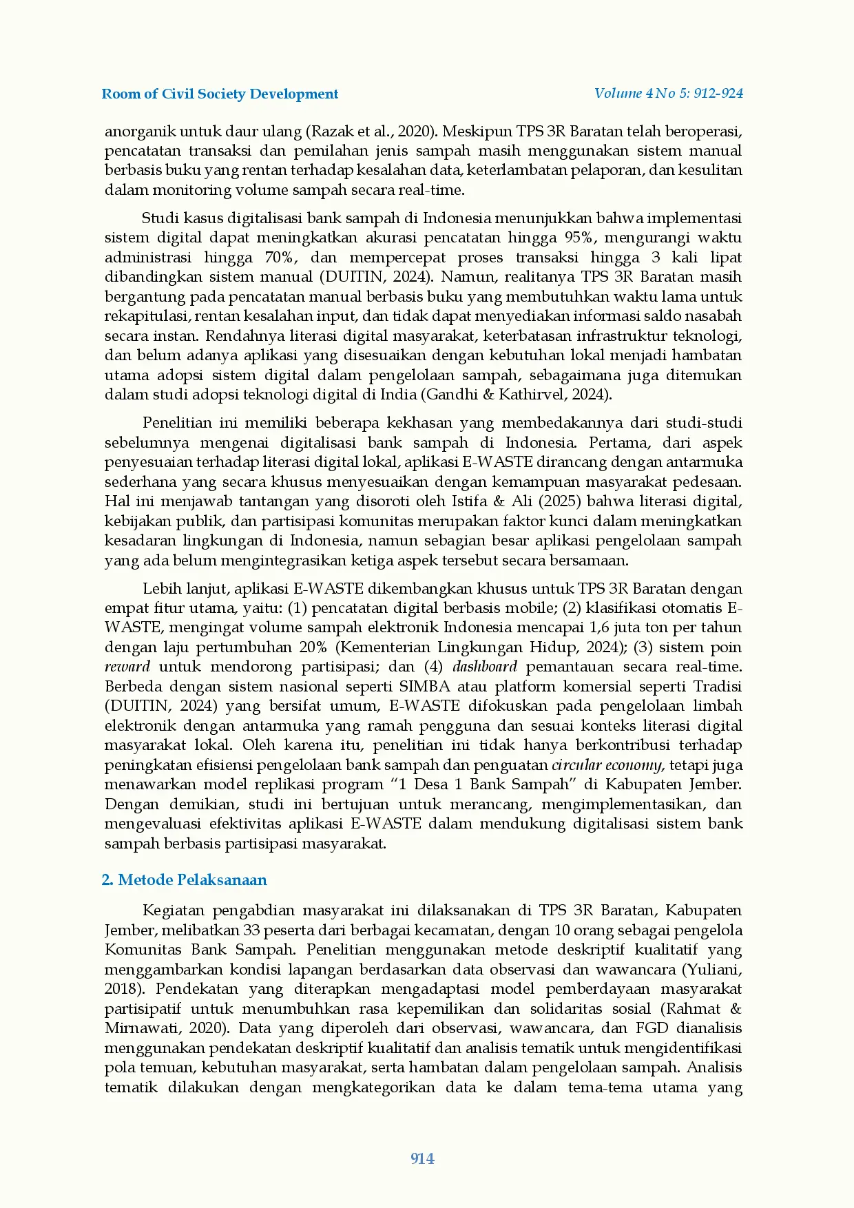 juris Pengembangan Bank Sampah Menggunakan Aplikasi E Waste Di Tps 3r Baratan Jember