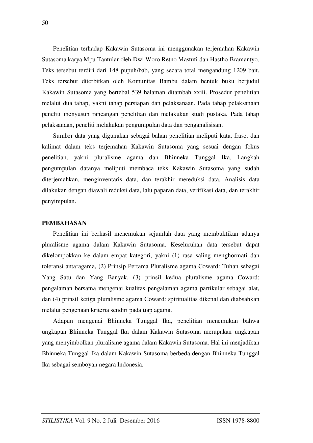 JURIS Pluralisme Agama dalam Kakawin Sutasoma