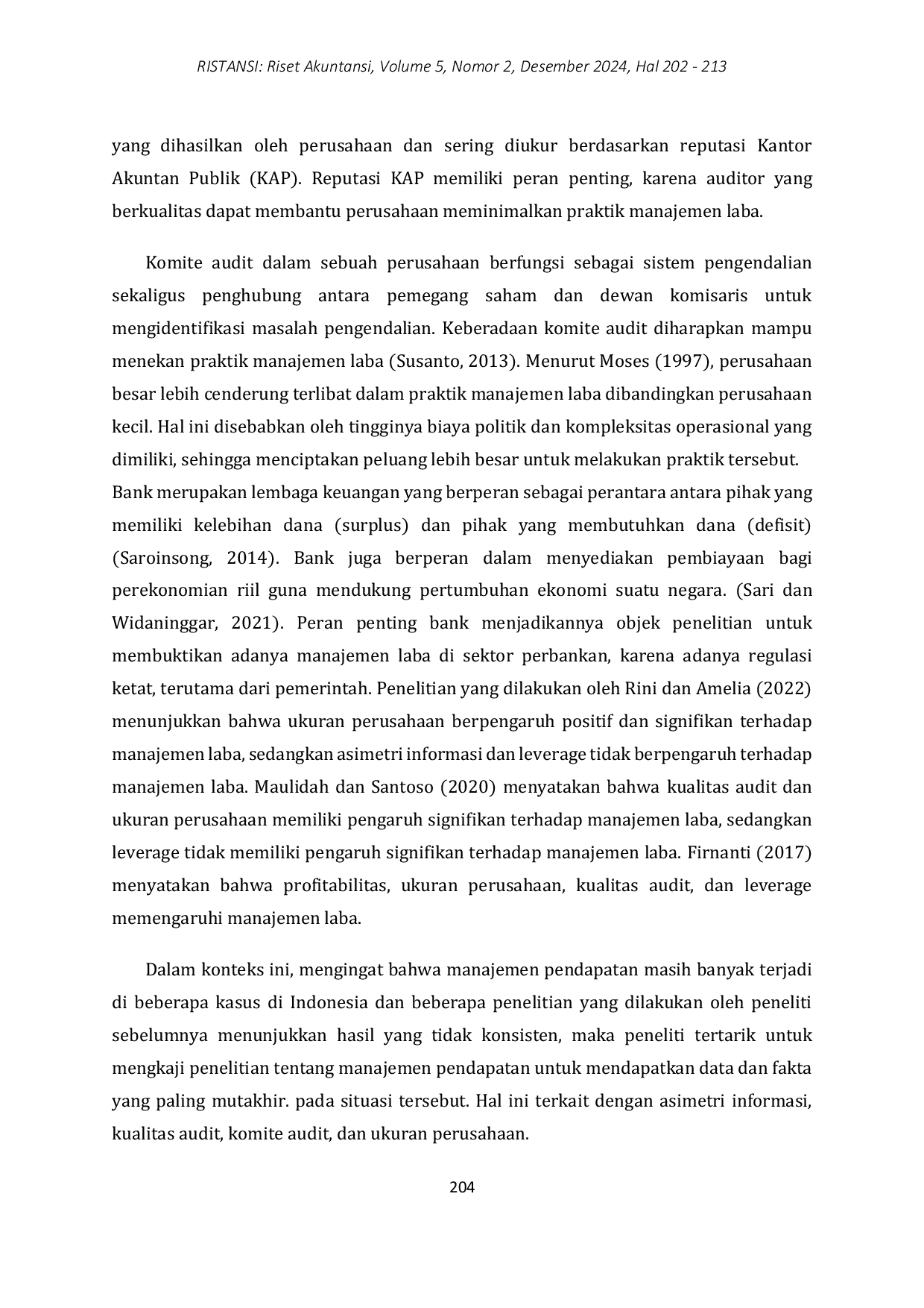 JURIS Pengaruh Asimetri Informasi Kualitas Audit Komite Audit dan Ukuran Perusahaan Terhadap Manajemen Laba Pada Perusahaan Perbankan Di Bei Periode 2018 2022