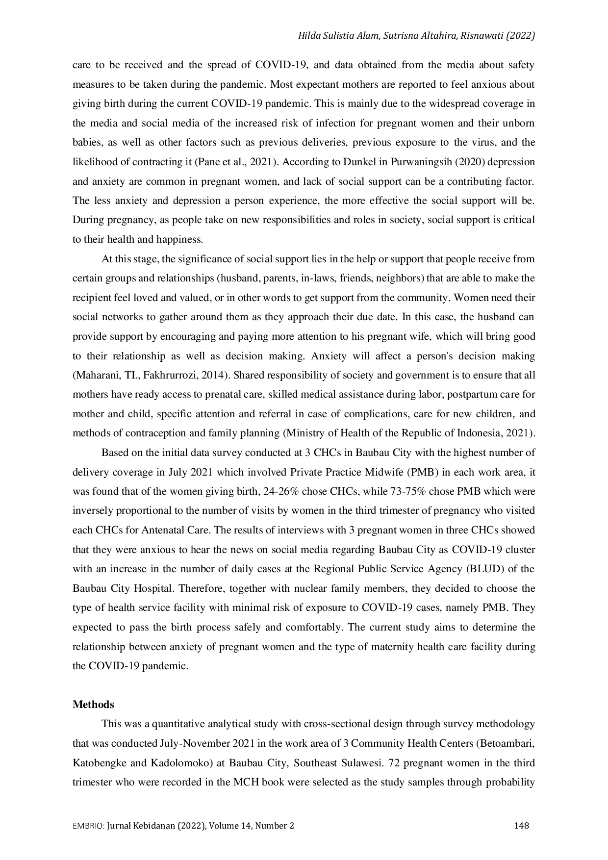 JURIS Anxiety Of Pregnant Women And Determination Of Maternity Health Care Facility During The Covid 19 Pandemic