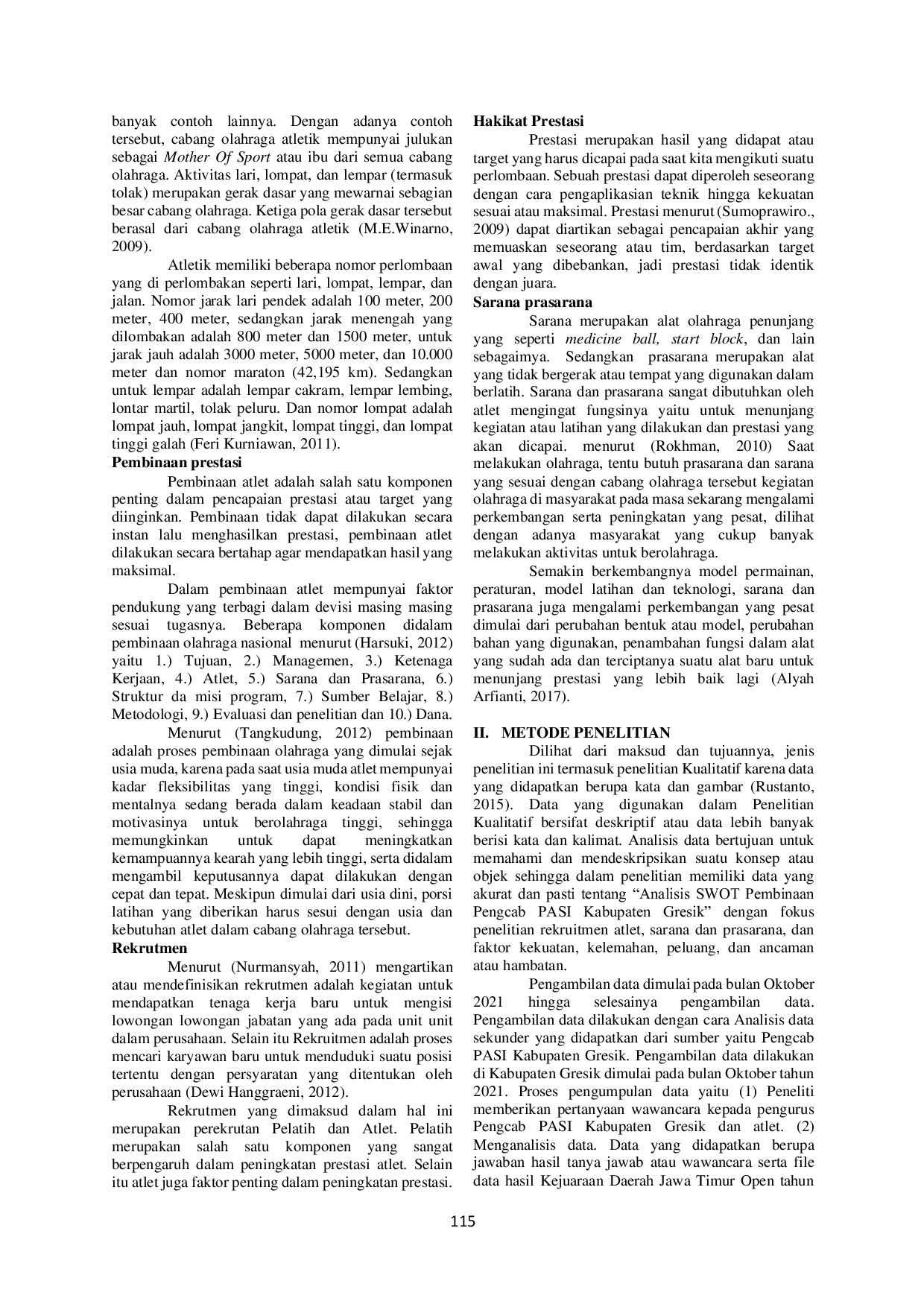 JURIS Analisis SWOT Pembinaan Pengcab PASI Kabupaten Gresik