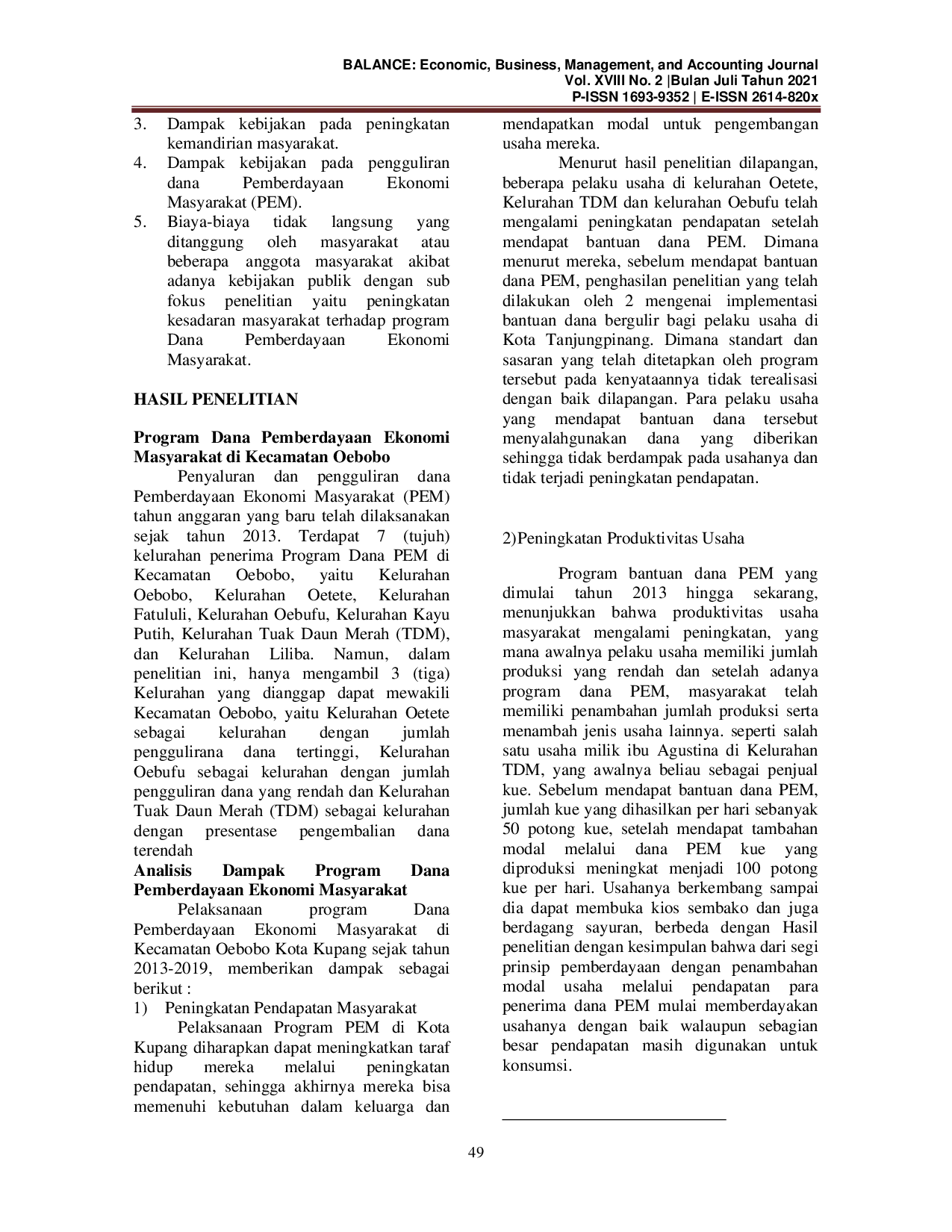 JURIS Program Dana Pemberdayaan Ekonomi Masyarakat Di Kecamatan Oebobo Kota Kupang