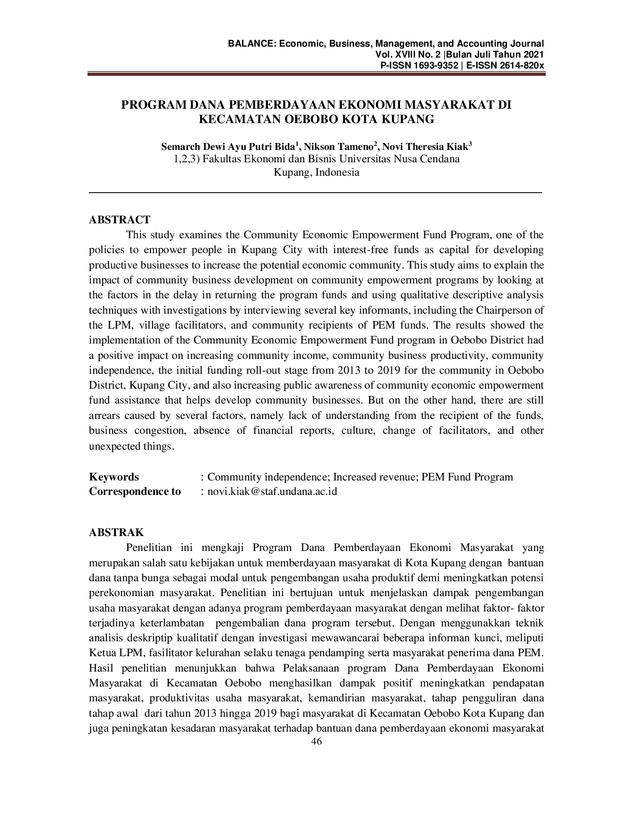 JURIS Program Dana Pemberdayaan Ekonomi Masyarakat Di Kecamatan Oebobo Kota Kupang