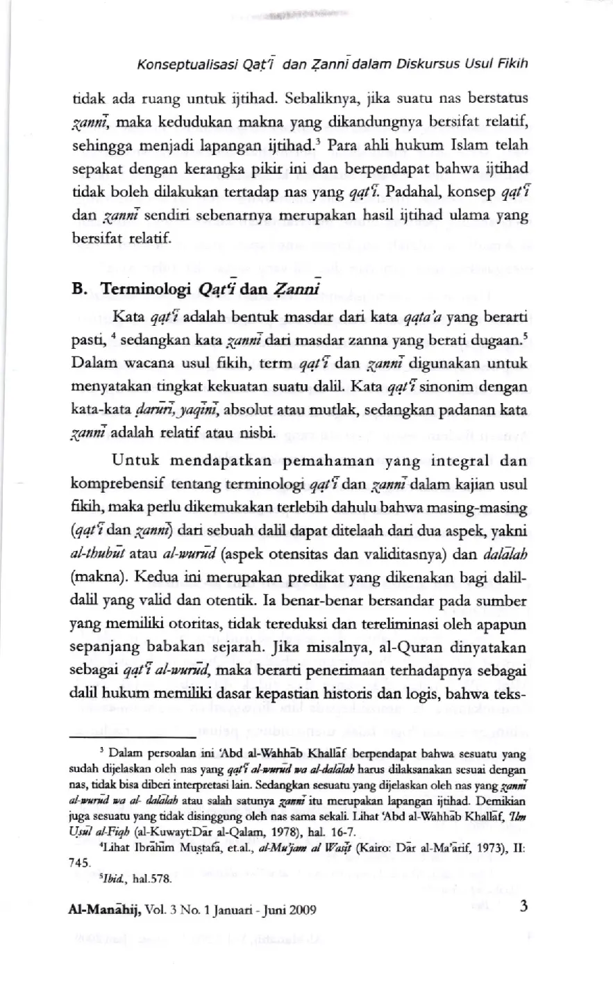 juris Konseptualisasi Qat i dan Zanni dalam Diskursus Usul Fikih
