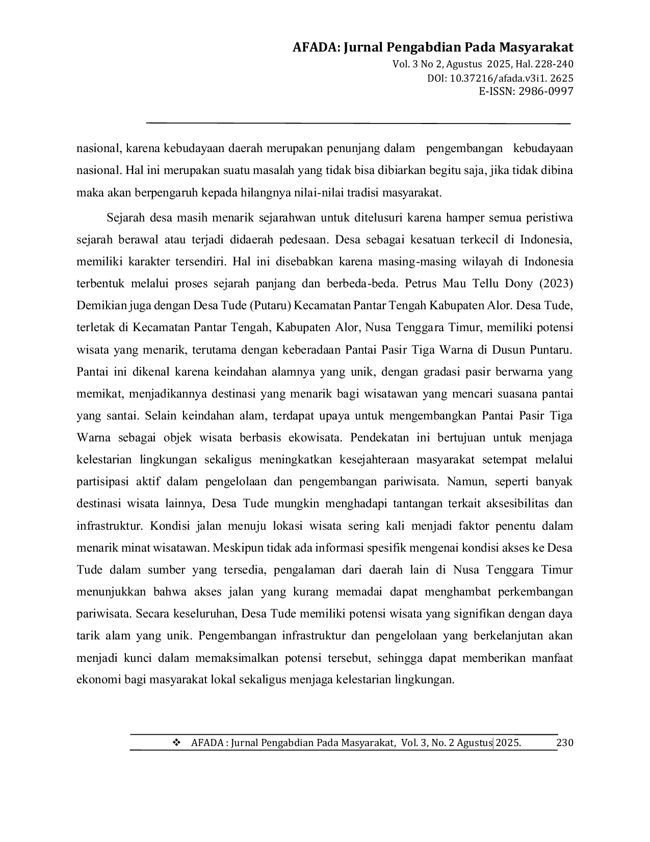 JURIS Sejarah Weni Kalla di Desa Tude Puntaru Kecamatan Pantar Tengah Kabupaten Alor