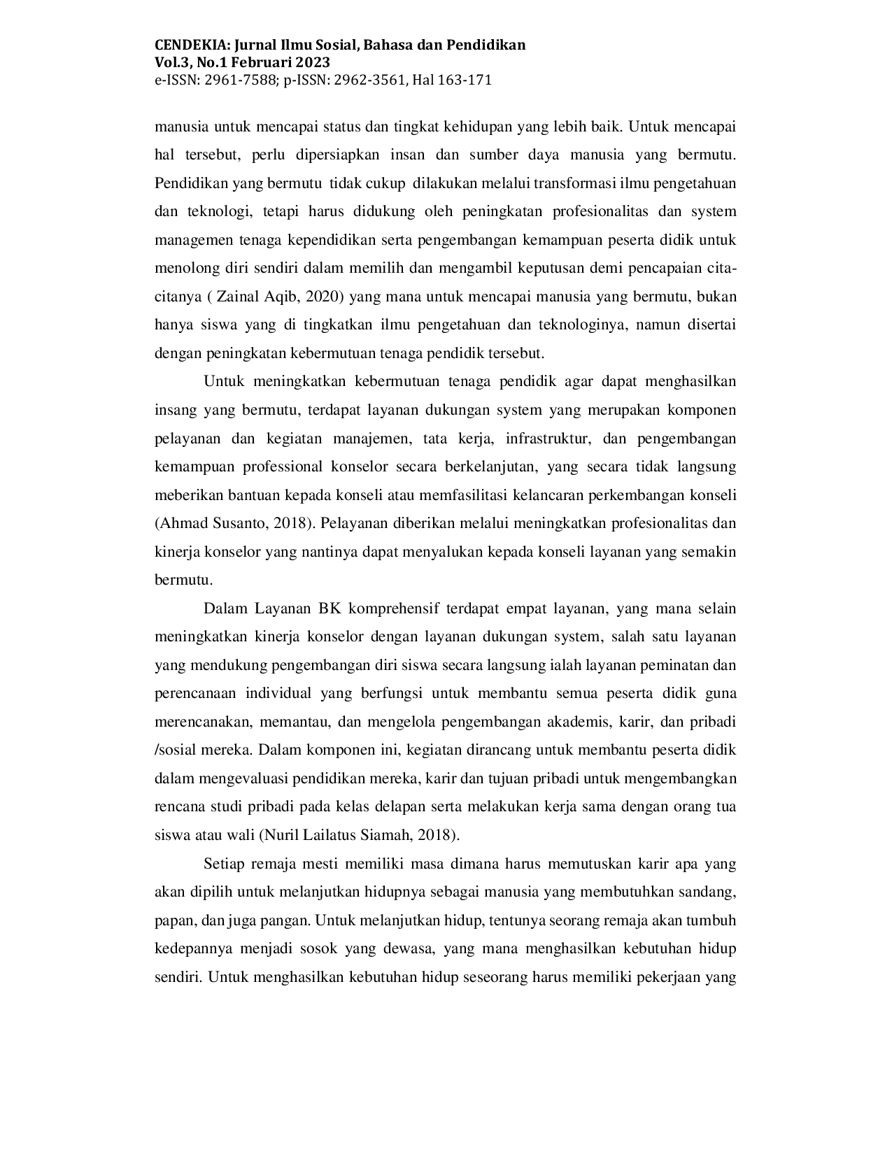 JURIS Implementasi Layanan BK Komprehensif Terhadap Pemilihan Jurusan Ke Perguruan Tinggi Di MAN 2 Kota Payakumbuh