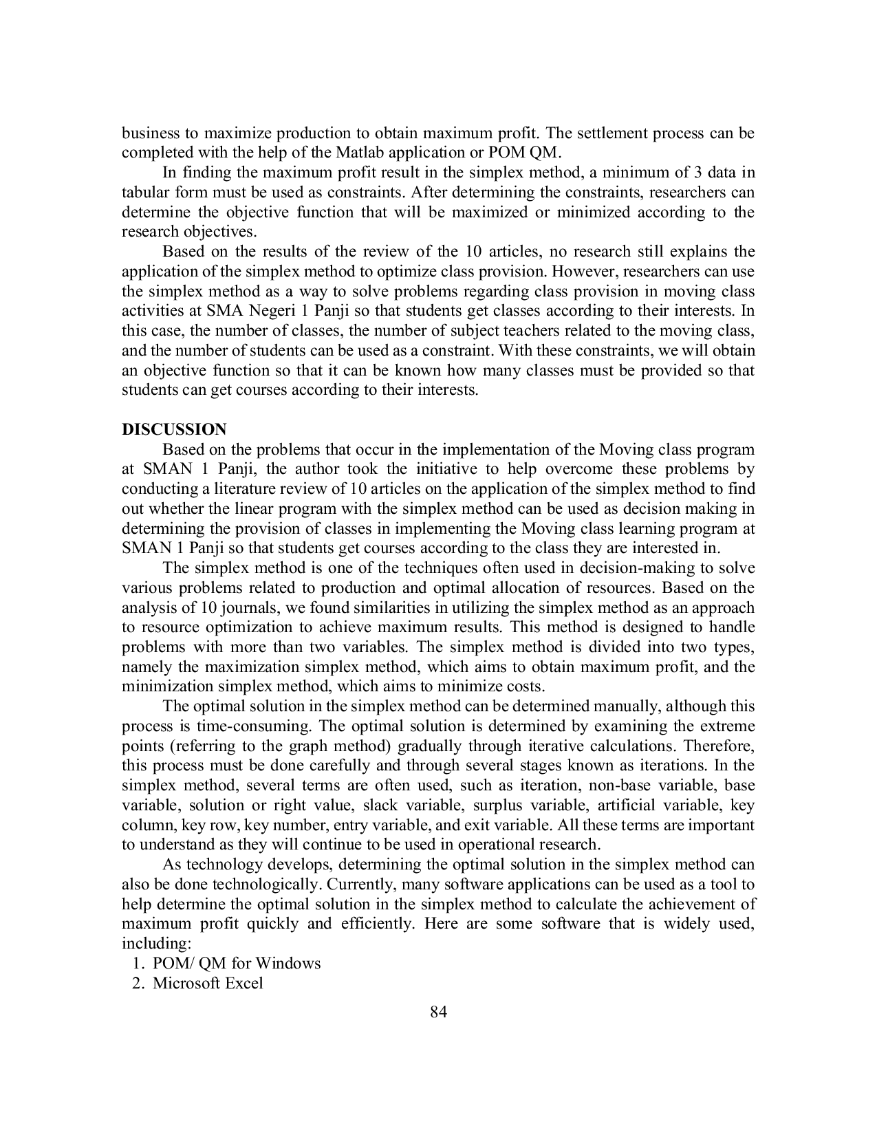 JURIS Enhancing Student Engagement Through Optimal Class Provision The Potential Of The Simplex Method In Moving Class Systems