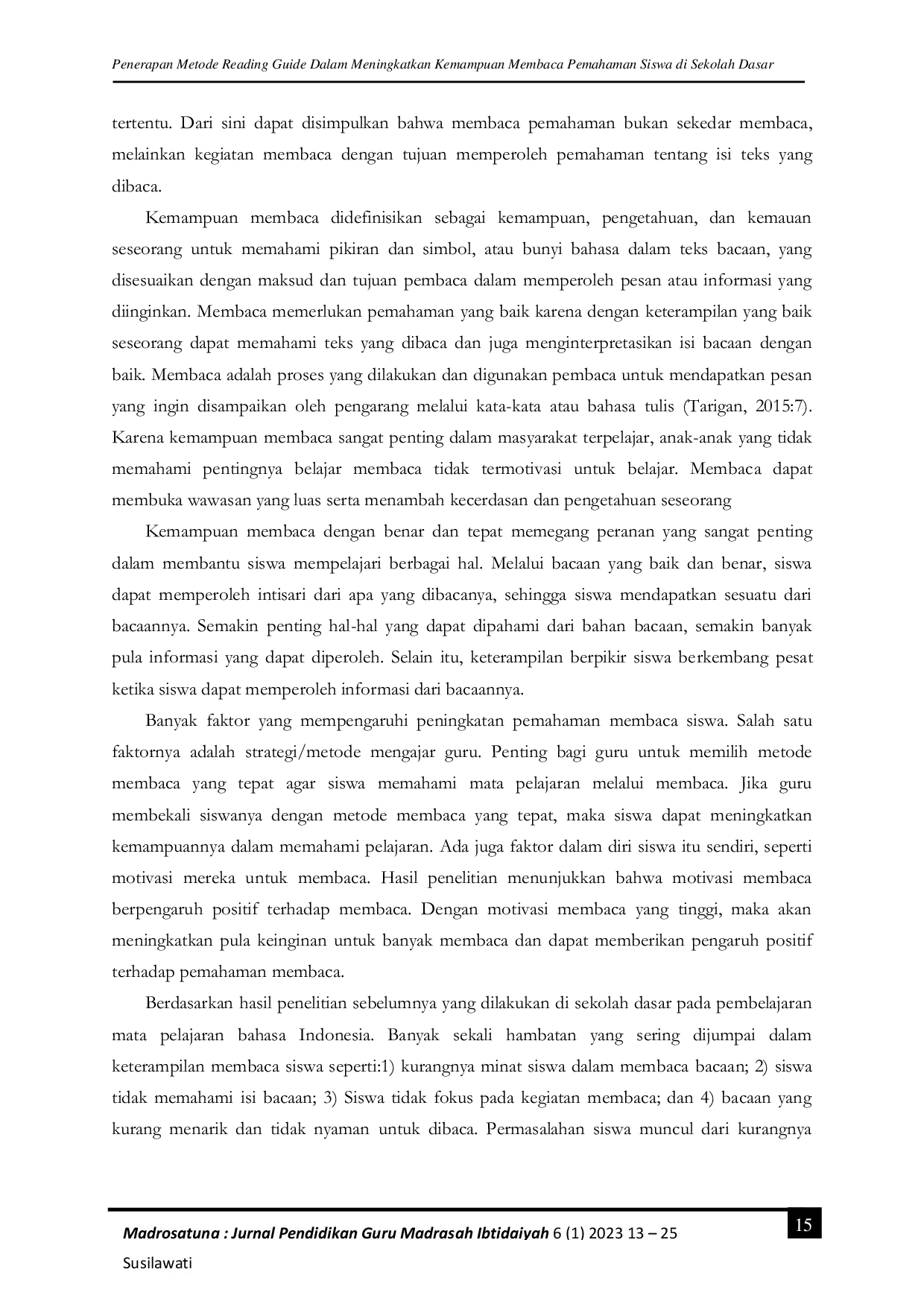 JURIS Penerapan Metode Reading Guide Dalam Meningkatkan Kemampuan Membaca Pemahaman Siswa di Sekolah Dasar