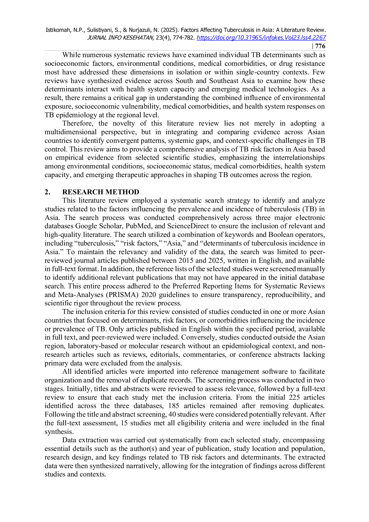 JURIS Factors Affecting Tuberculosis in Asia A Literature Review