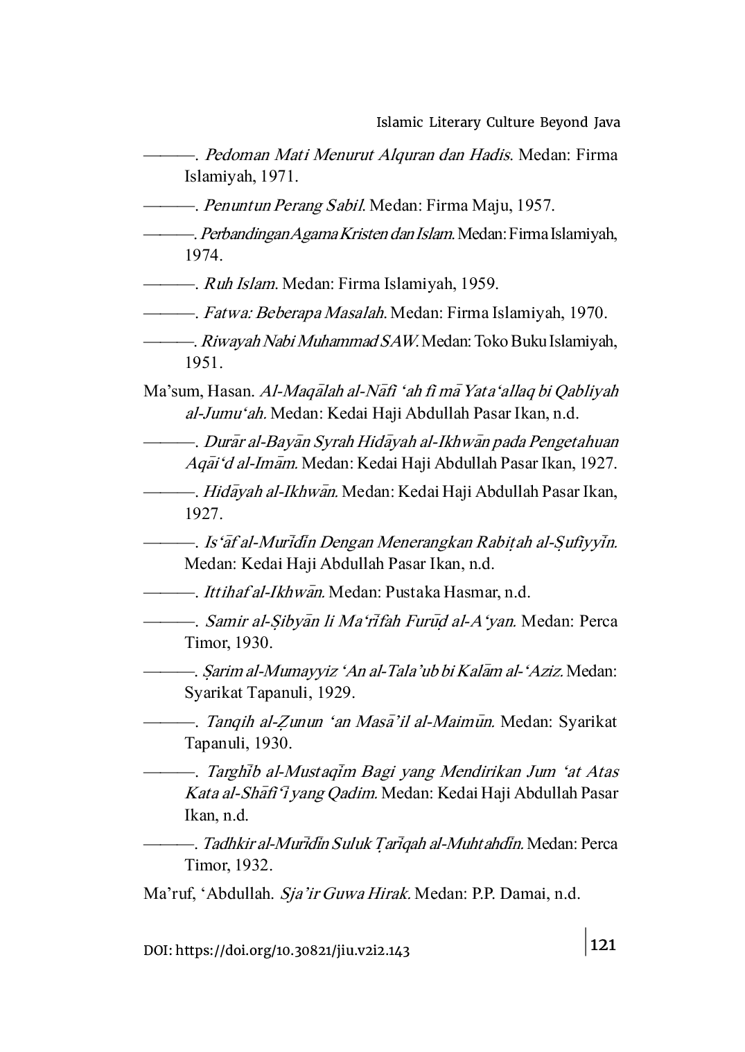 JURIS Islamic Literary Culture Beyond Java Ulama Books and Magazines in 20th Century Sumatra