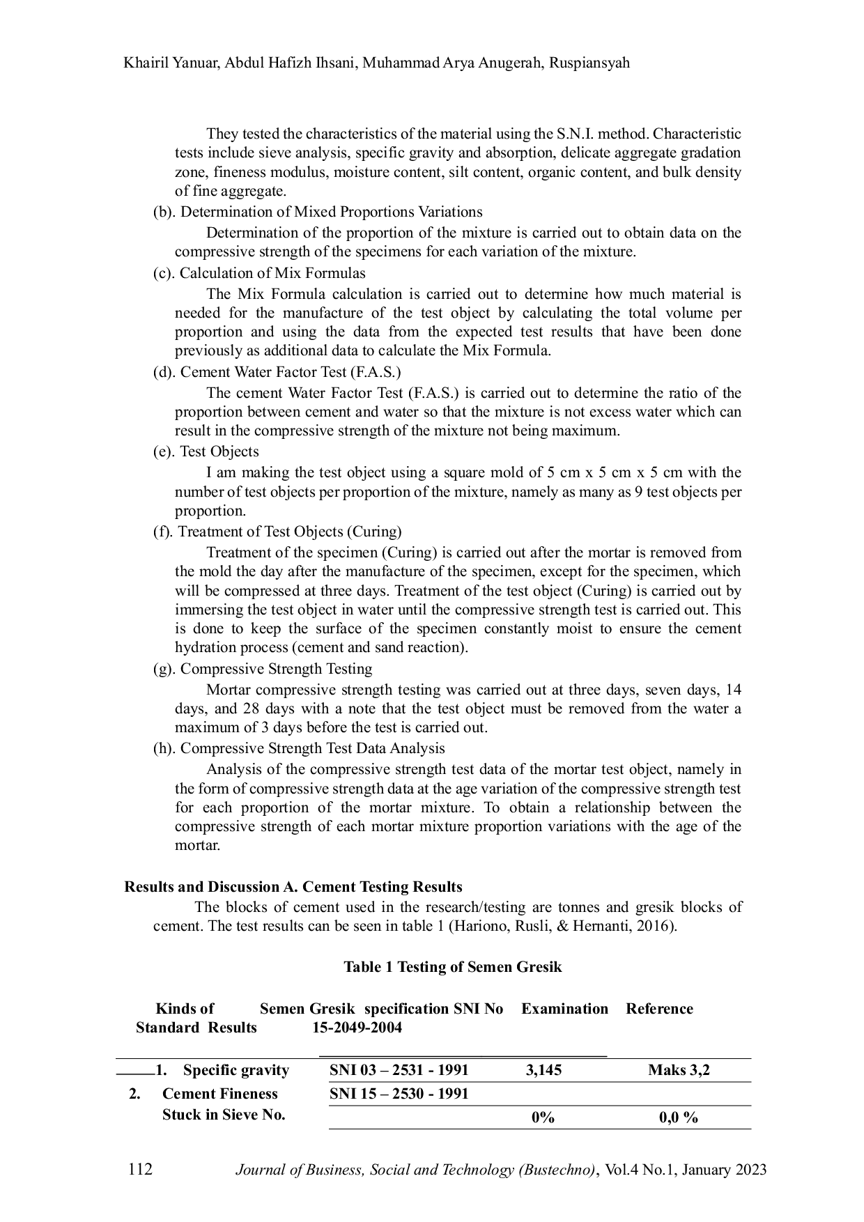 JURIS Comparison of Fine Aggregate to Mortar Strength Between Sand Awang Bangkal and Sand Barito