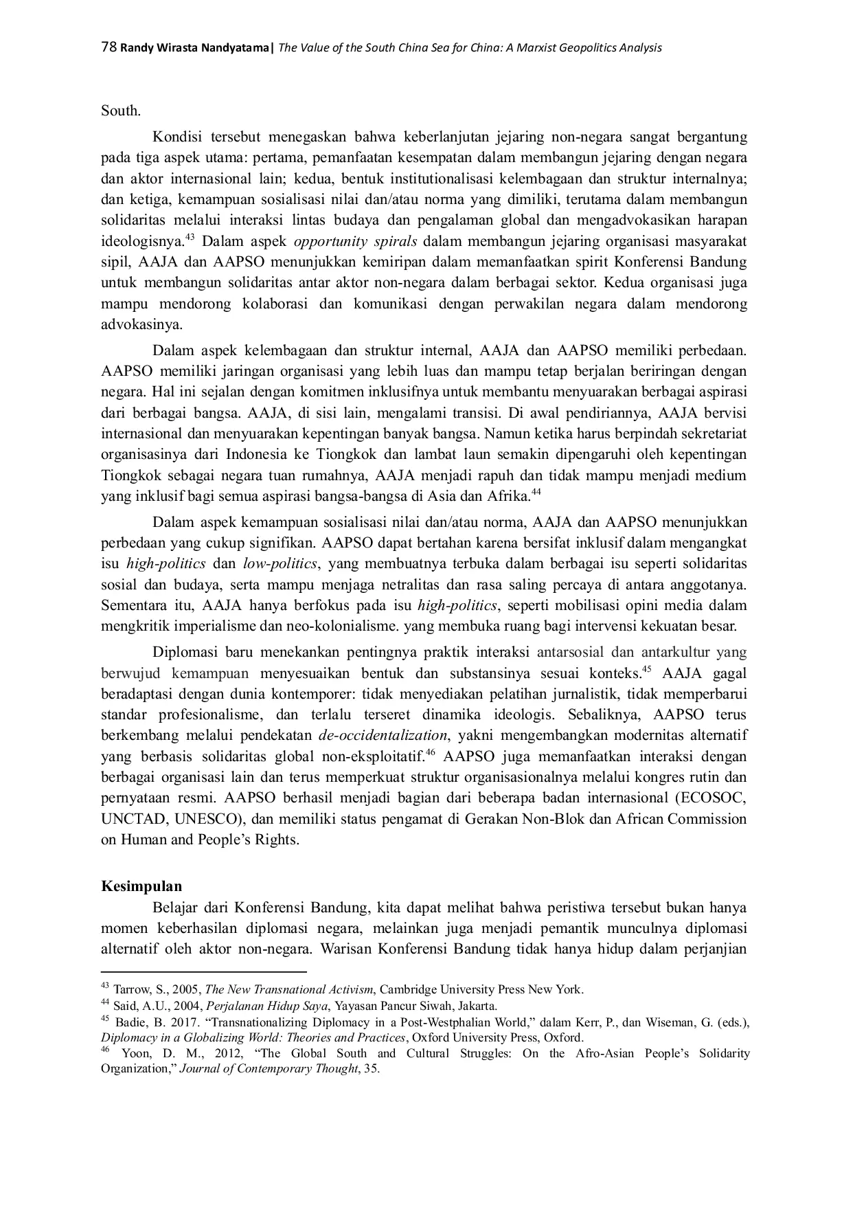 JURIS Memahami Diplomasi Aktor Non Negara Warisan Konferensi Bandung