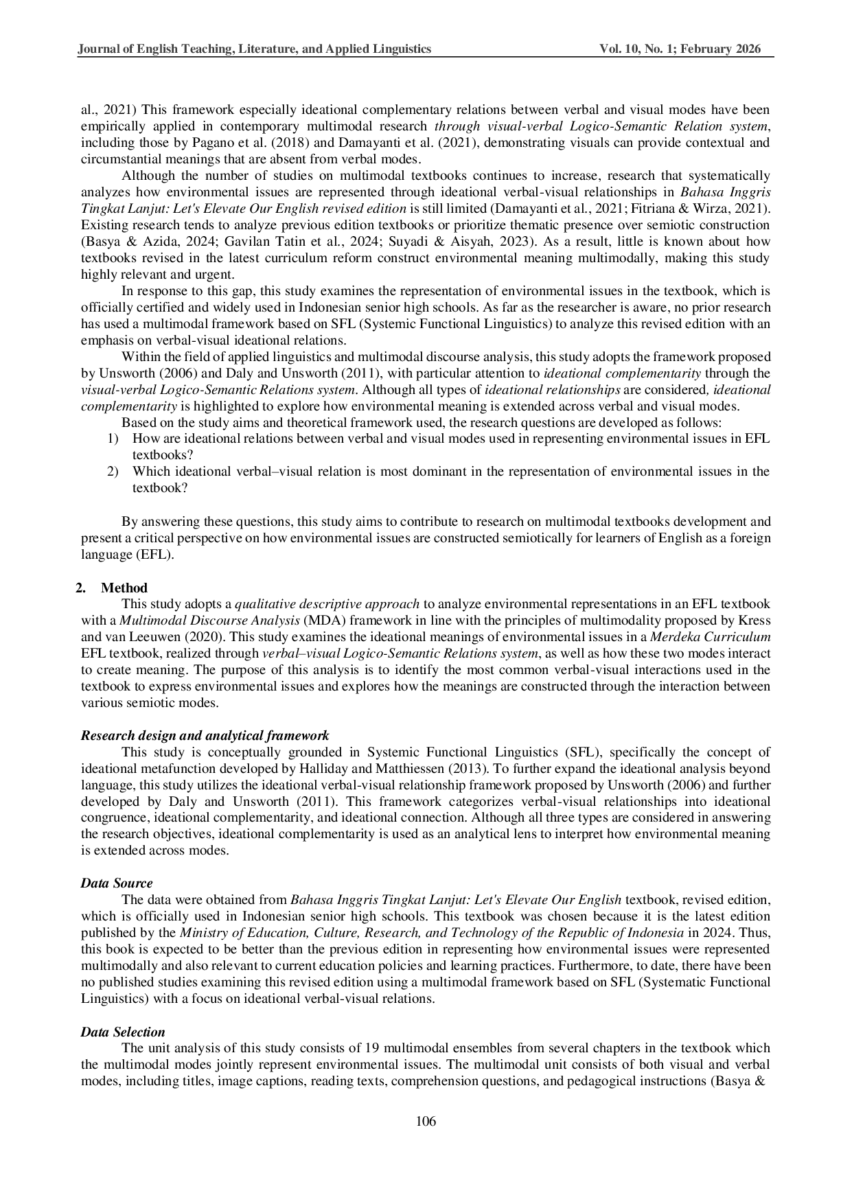JURIS Verbal Visual Representations of Environmental Issues in an EFL Textbook A Multimodal Analysis