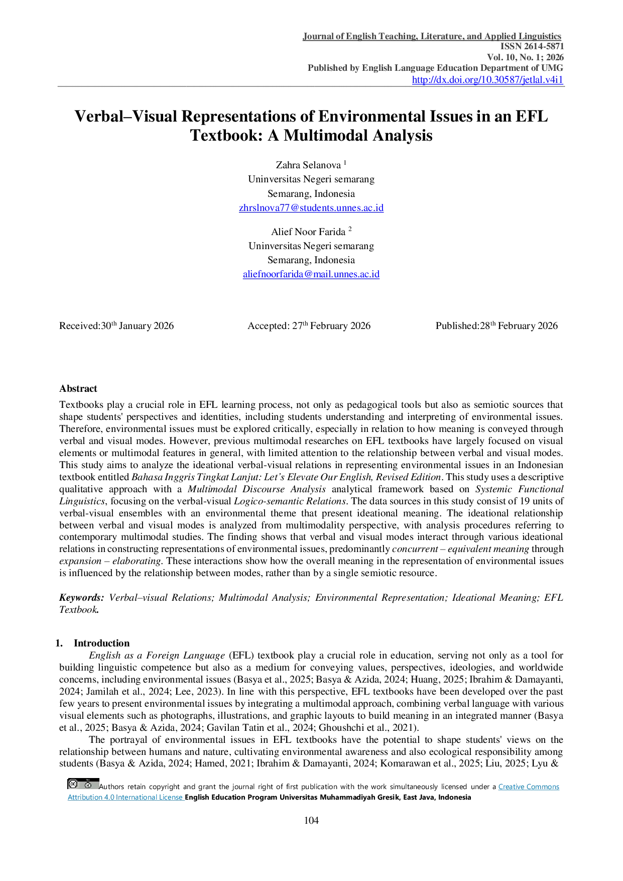 JURIS Verbal Visual Representations of Environmental Issues in an EFL Textbook A Multimodal Analysis