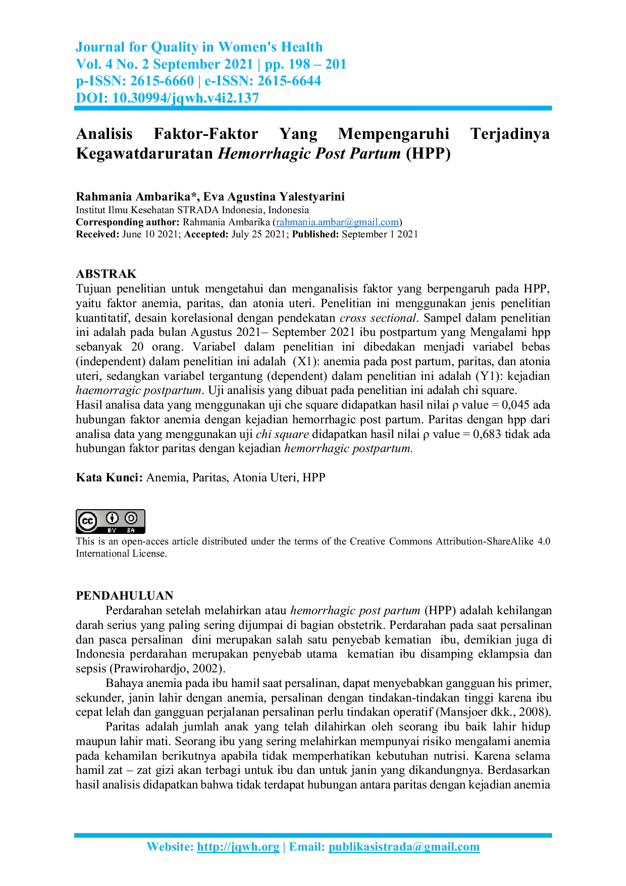 JURIS Analisis Faktor Faktor Yang Mempengaruhi Terjadinya Kegawatdaruratan Hemorrhagic Post Partum HPP