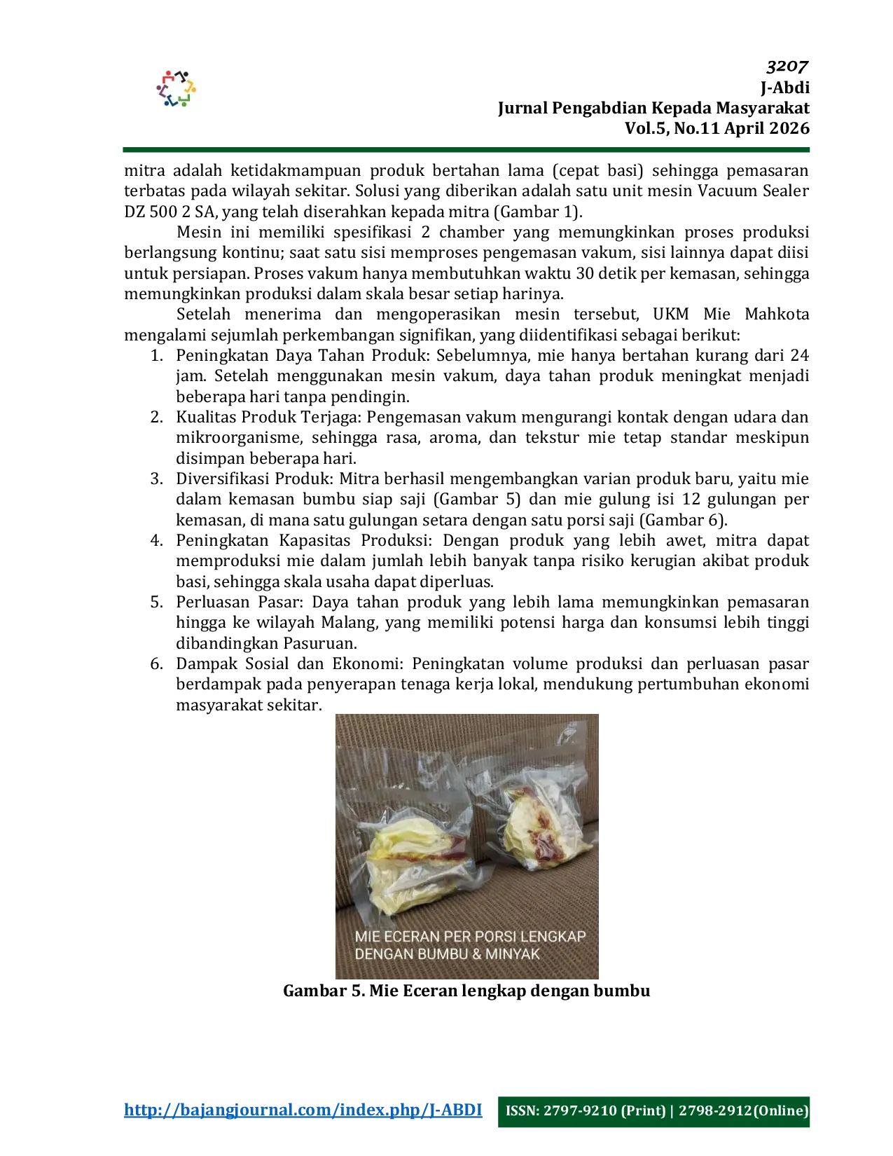 JURIS Penerapan Vacuum Sealer di UKM Mie Mahkota Sukorejo Pasuruan