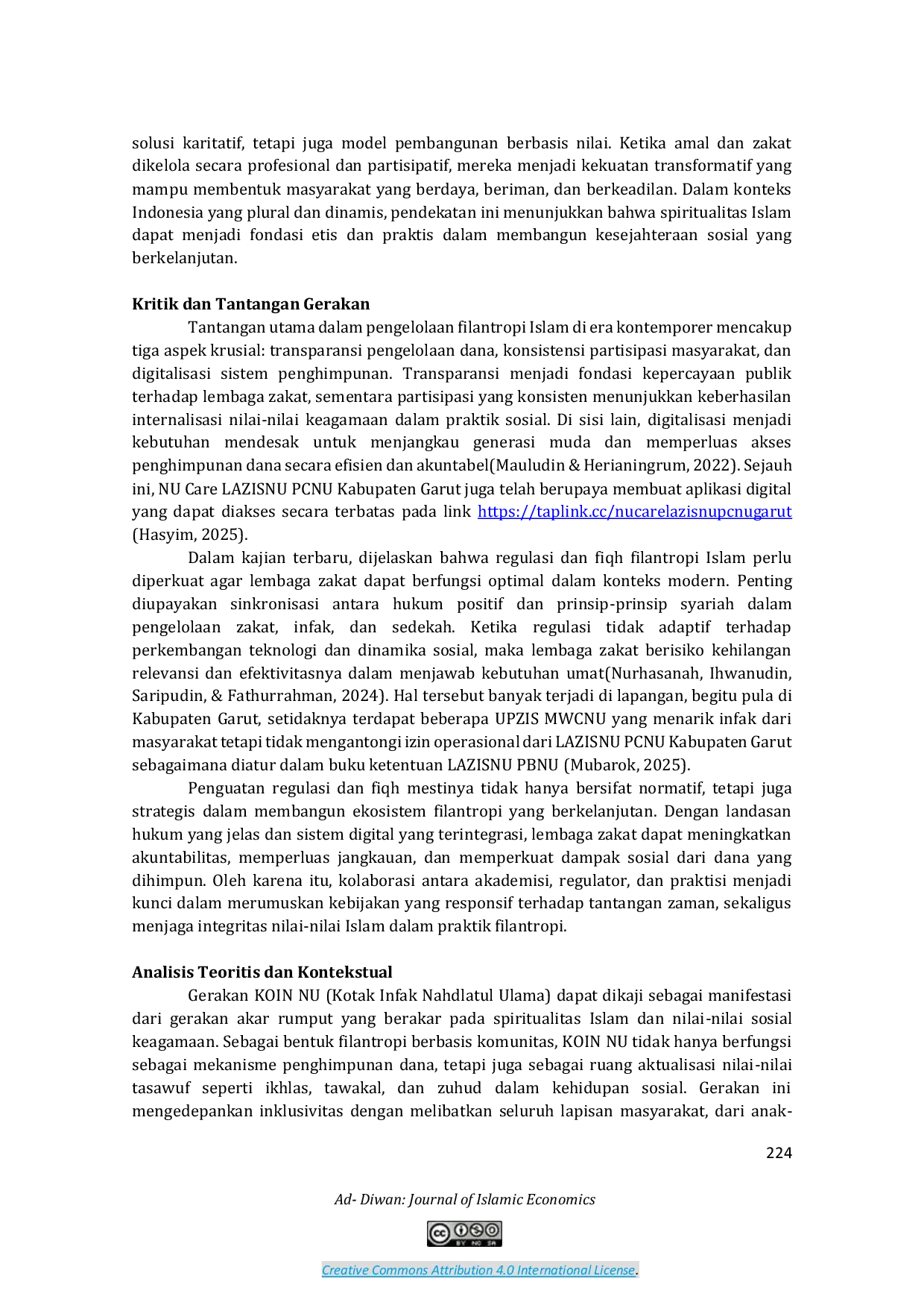JURIS Gerakan KOIN NU Sebagai Aktualisasi Etika Spiritual Islam di Tengah Masyarakat Nahdiyin
