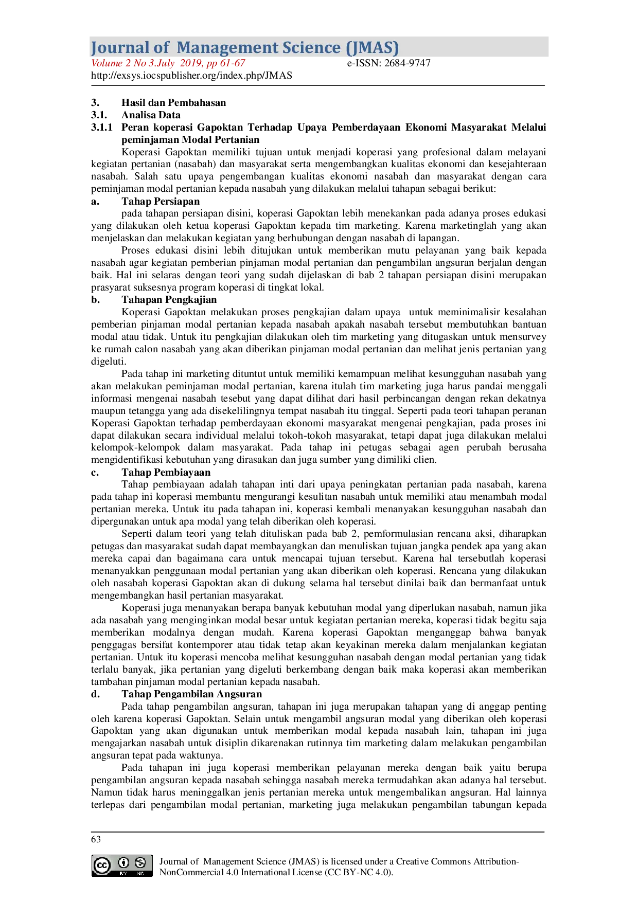 JURIS Peranan Koperasi Gapoktan Terhadap Upaya Pemberdayaan Ekonomi Masyarakat di Desa Huta Nauli