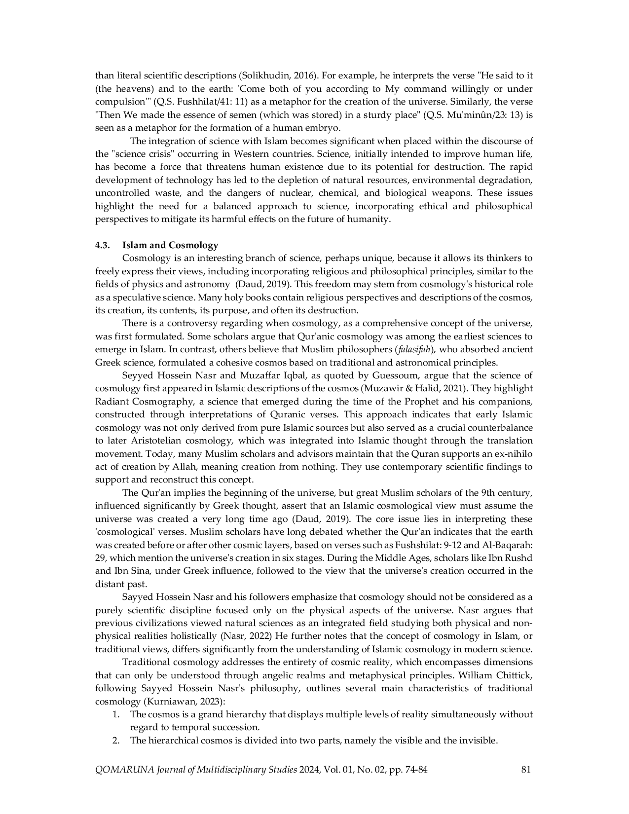 JURIS Harmonisasi Kuantum Islam dalam Pendidikan Islam Perspektif Islam Melalui Lensa Filsafat Nidhal Guessoum