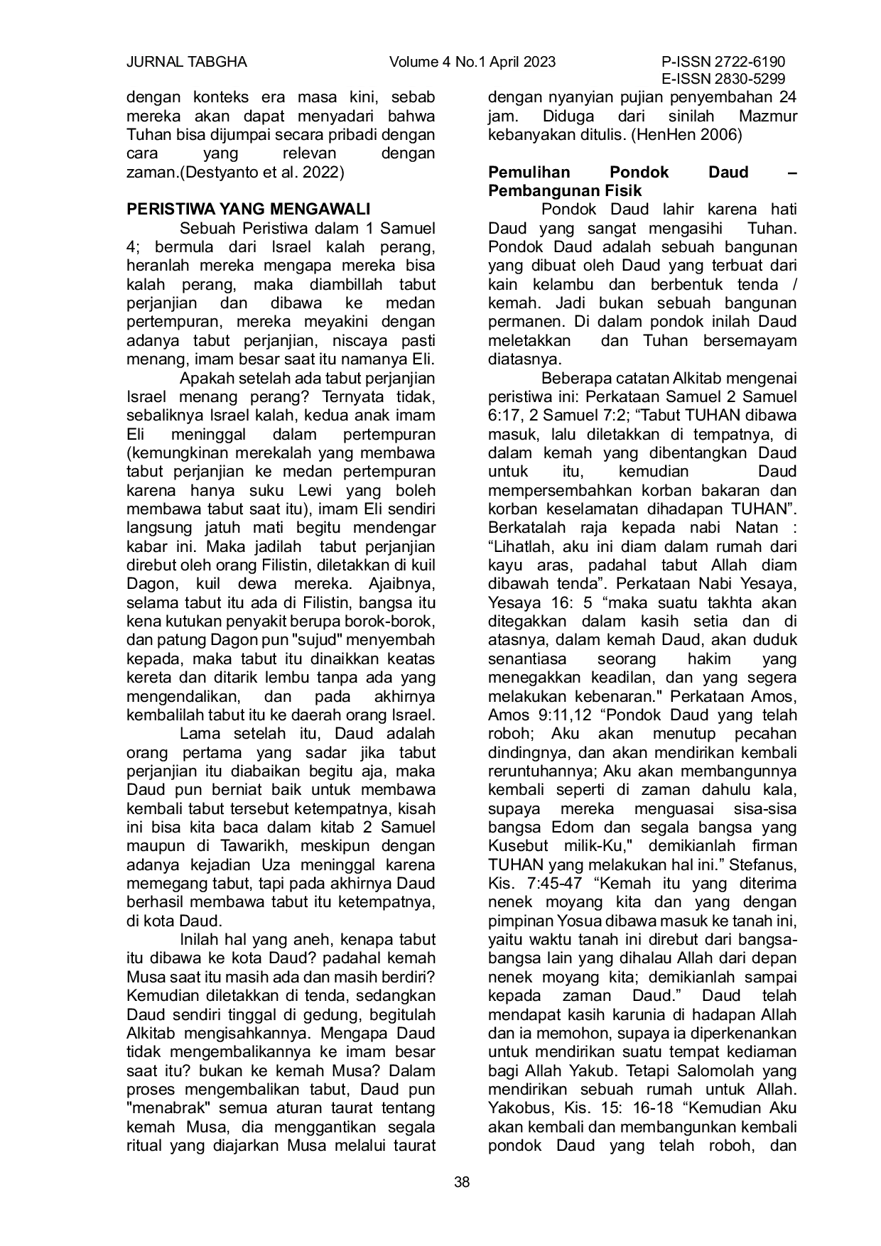 JURIS Pemulihan Pondok Daud Dalam Kisah Para Rasul