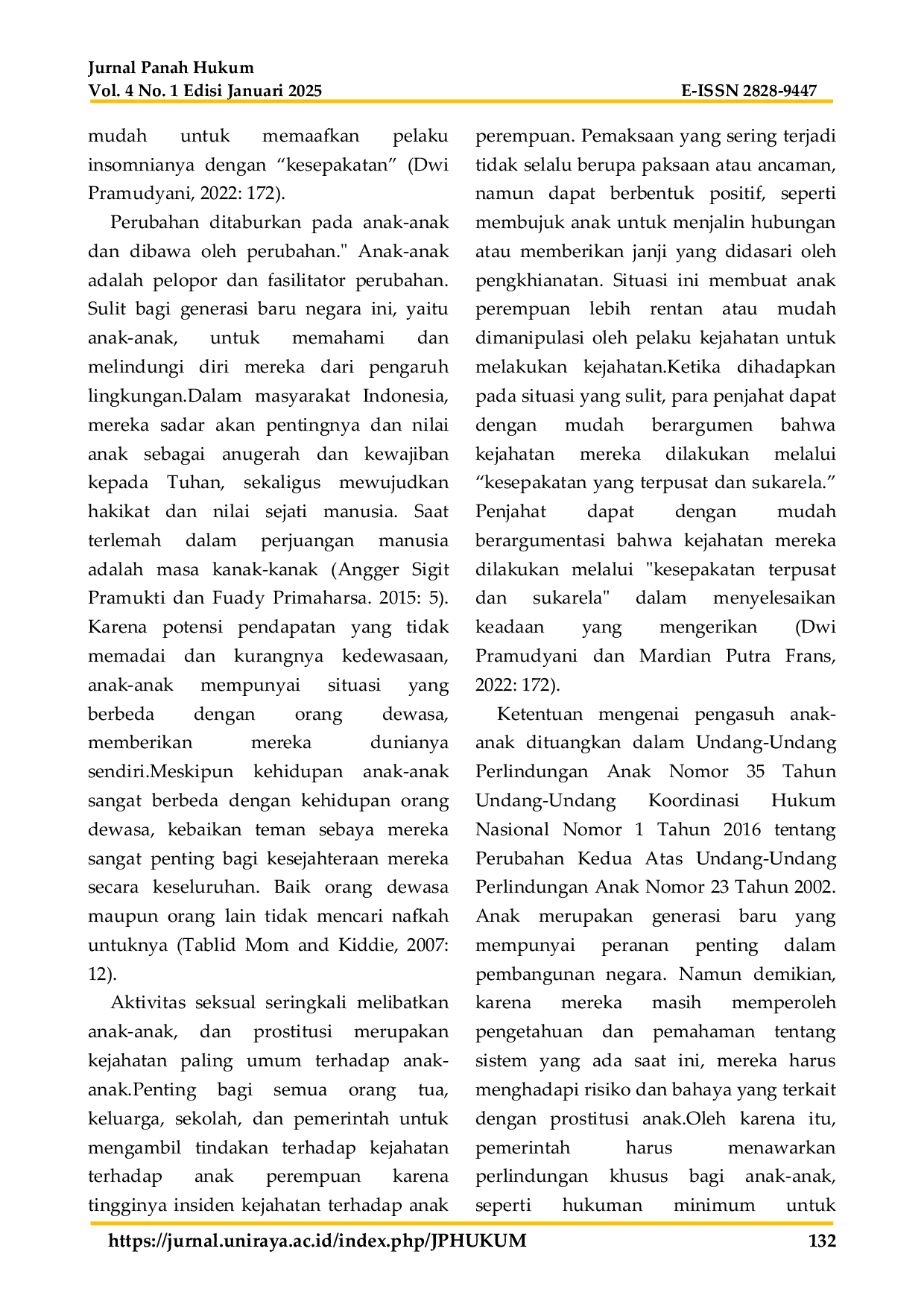 JURIS Penjatuhan Pidana Terhadap Anak Sebagai Pelaku Tindak Pidana Persetubuhan Terhadap Anak Yang Mengakibatkan Anak Hamil