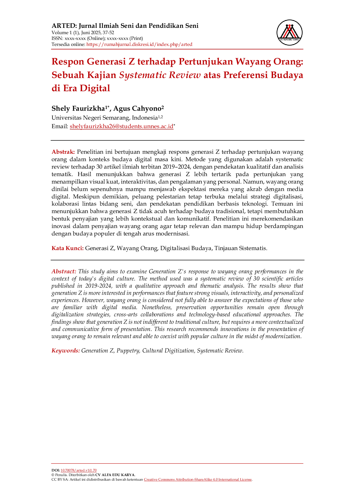 JURIS Respon Generasi Z terhadap Pertunjukan Wayang Orang Sebuah Kajian Systematic Review atas Preferensi Budaya di Era Digital