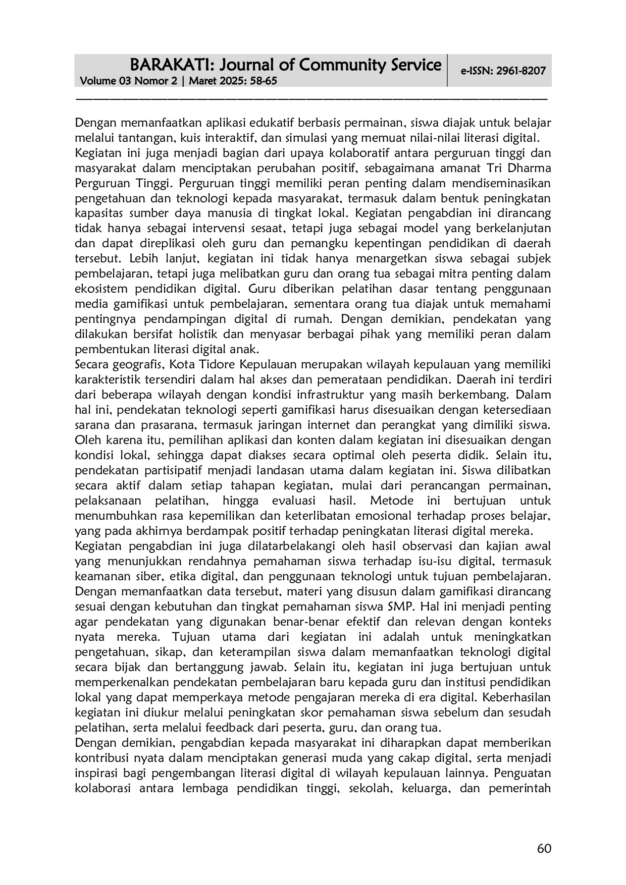 JURIS Peningkatan Literasi Digital di Kalangan Siswa Sekolah Menengah Pertama melalui Pendekatan Gamifikasi