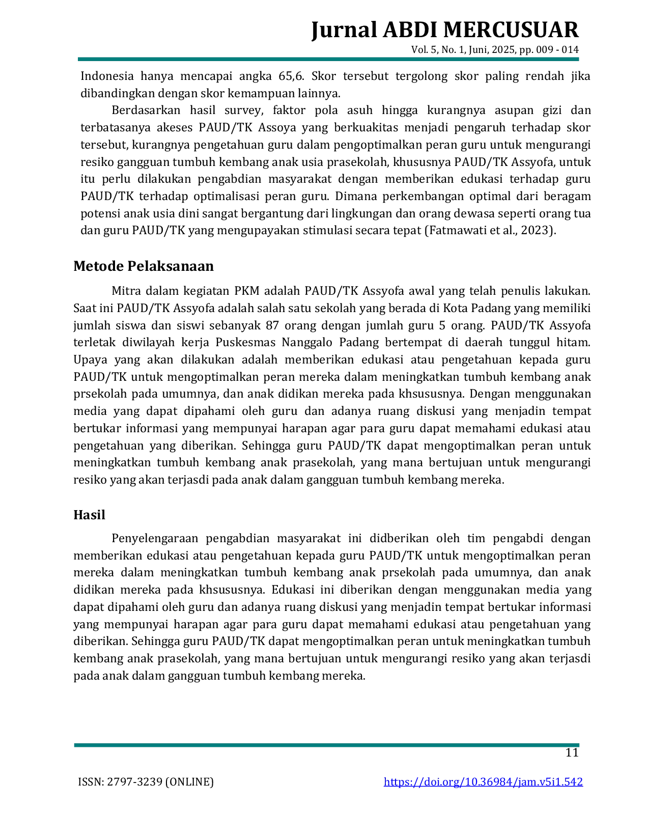 JURIS Optimalisasi Peran Guru Paud Tk Dalam Meningkatkan Tumbuh Kembang Anak Prasekolah