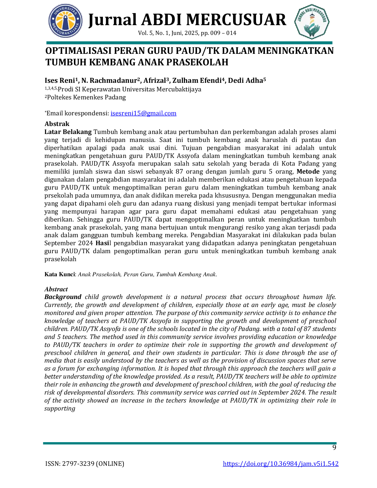 JURIS Optimalisasi Peran Guru Paud Tk Dalam Meningkatkan Tumbuh Kembang Anak Prasekolah
