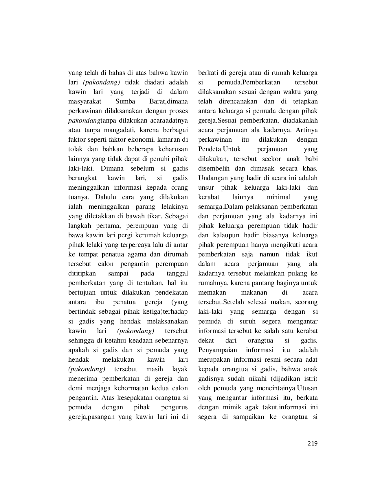 juris Perkawinan Lari Pakondang Yang Dilakukan Adat Sumba Barat Di Tinjau Undang Undang No 1 Tahun 1974 Tentang Perkawinan