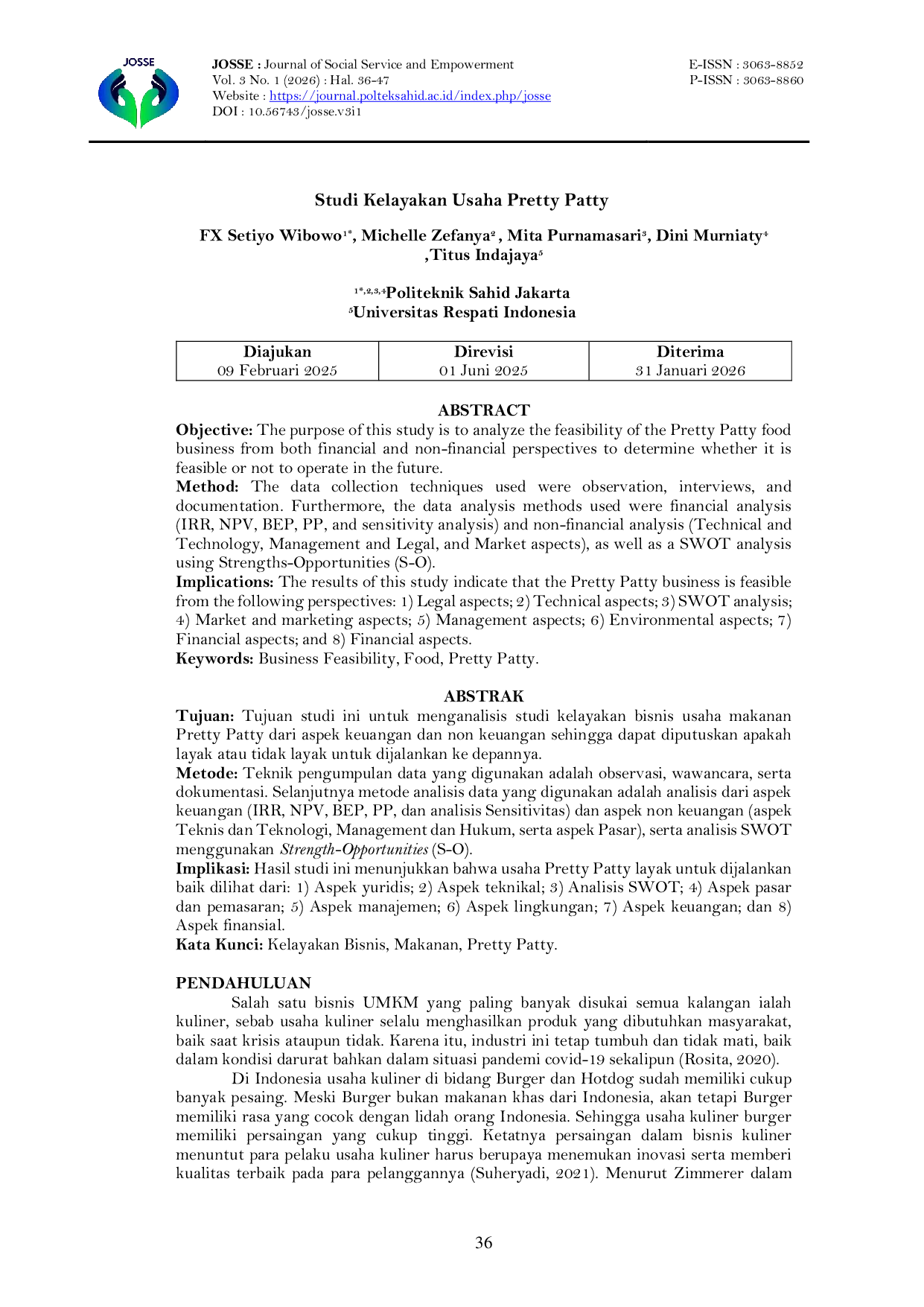 JURIS Studi Kelayakan Usaha Pretty Patty