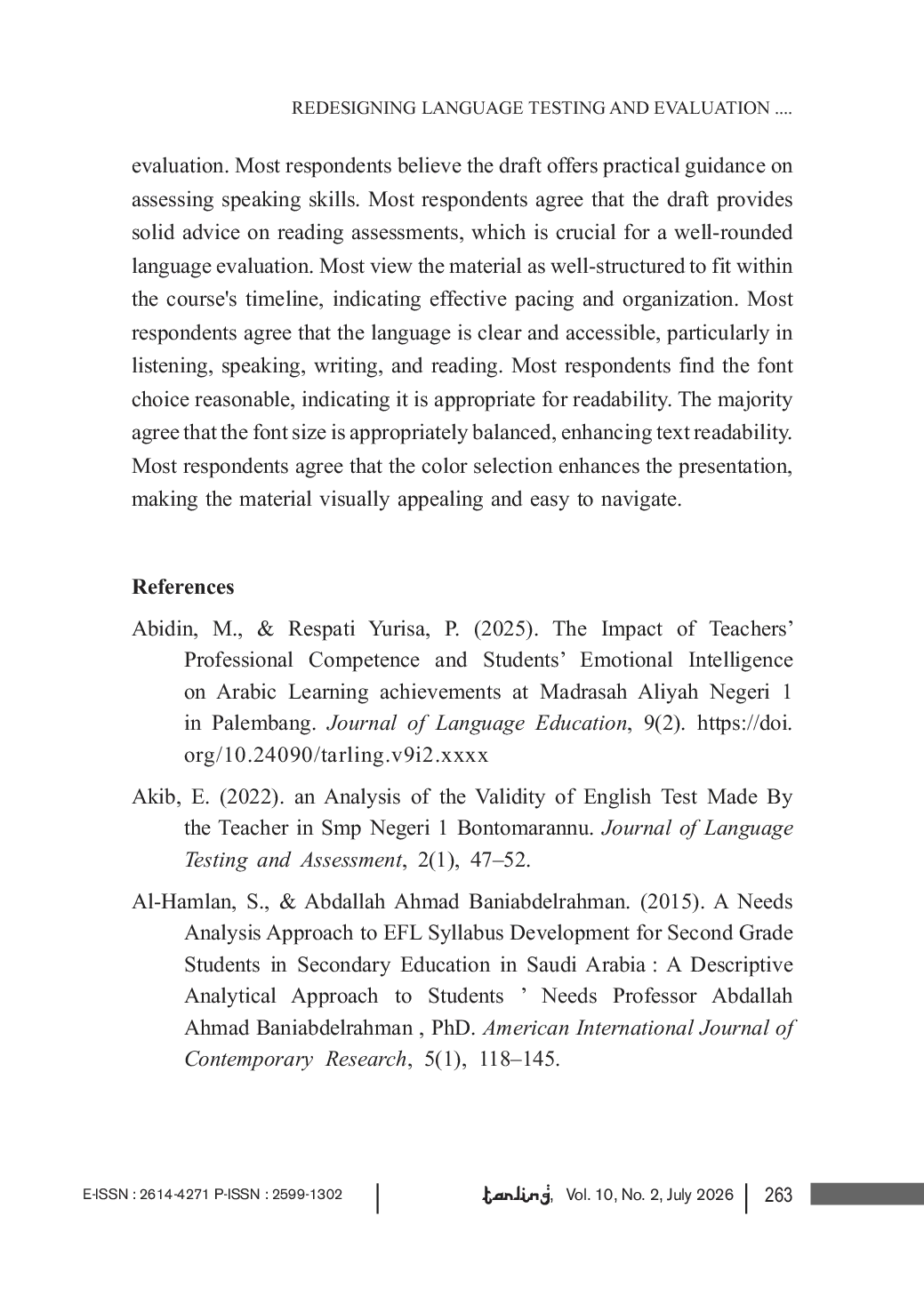 JURIS The Design of Language Testing and Evaluation Materials for the English Department