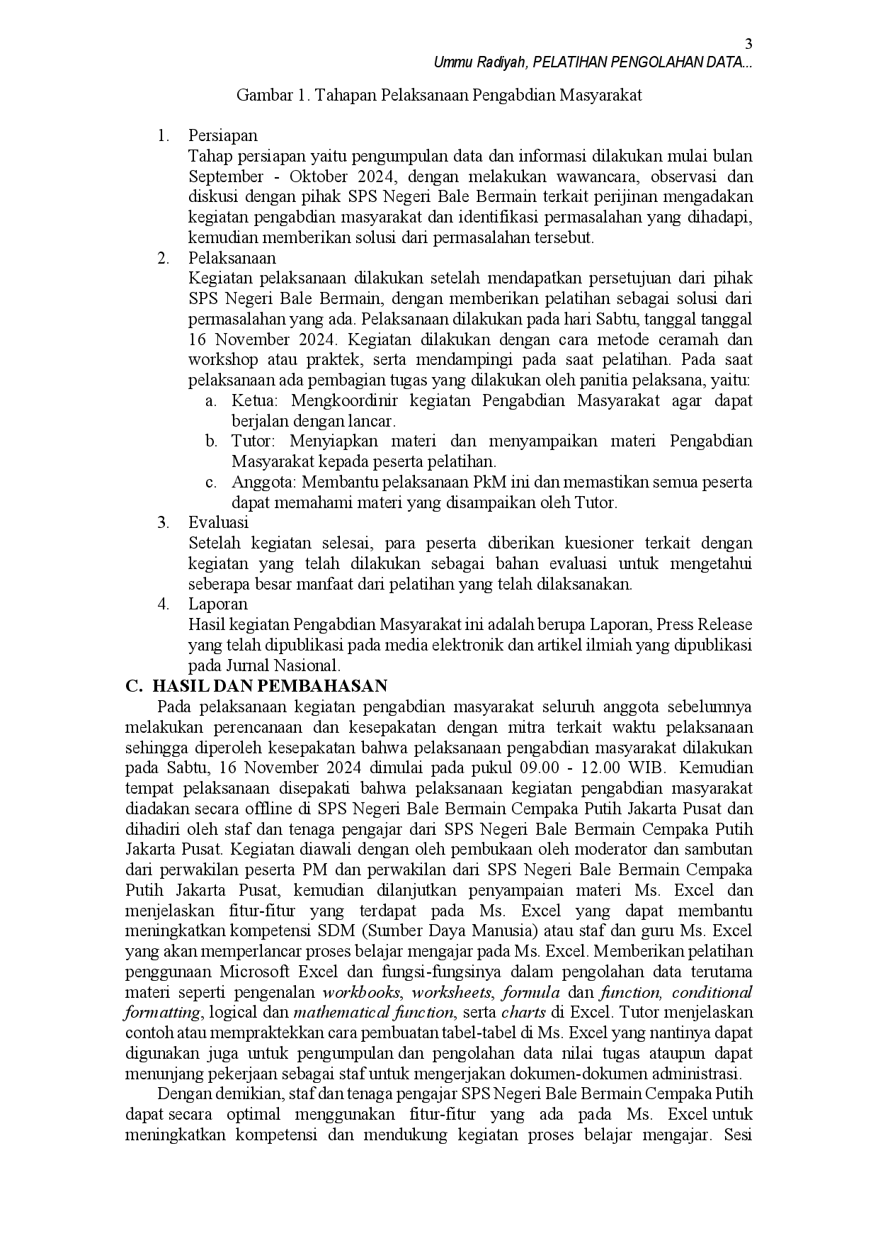 juris Pelatihan Pengolahan Data Menggunakan Ms Excel Bagi SDM SPSN Bale Bermain