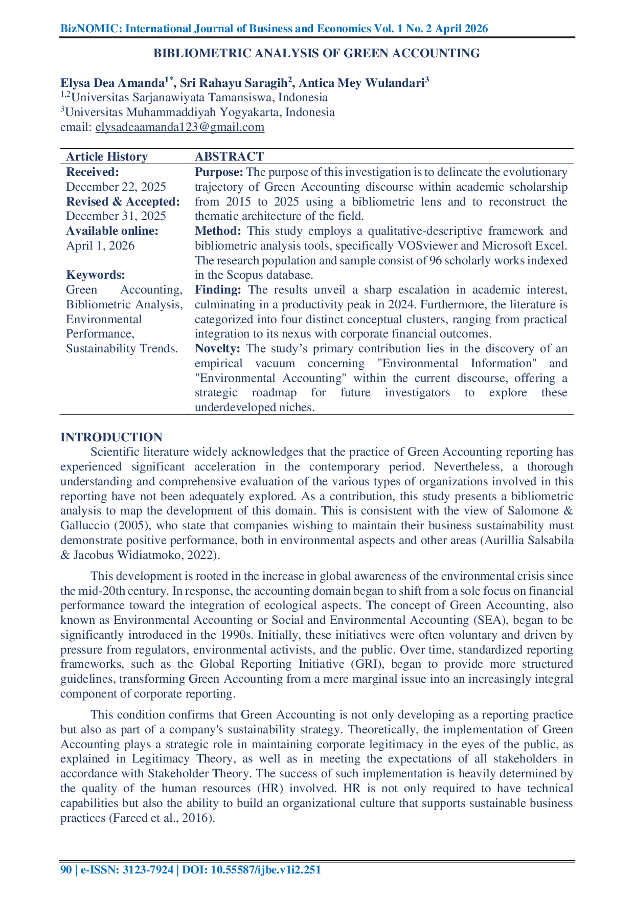 JURIS Bibliometrik Analysis Of Green Accounting