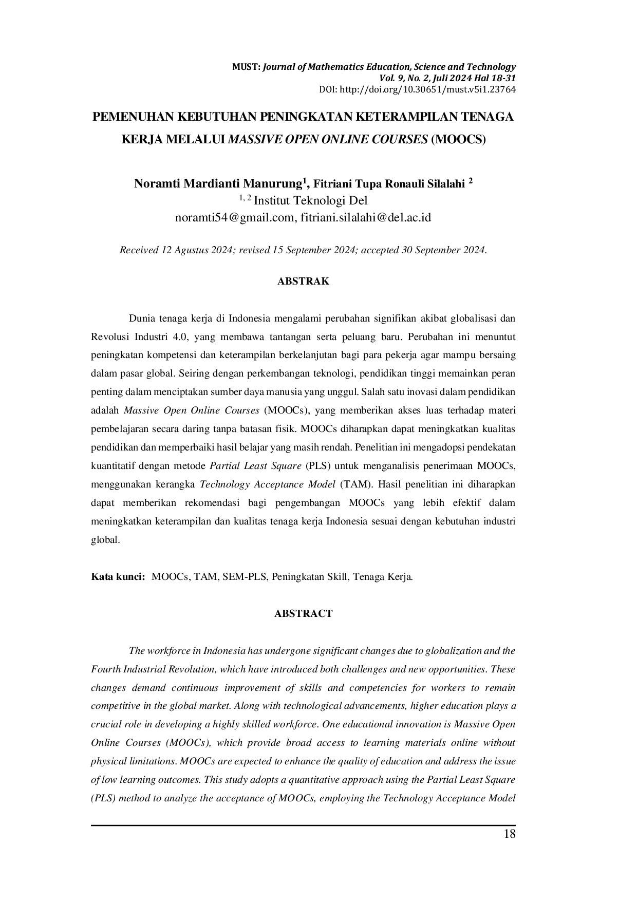 JURIS Pemenuhan Kebutuhan Peningkatan Keterampilan Tenaga Kerja Melalui Massive Open Online Courses Moocs