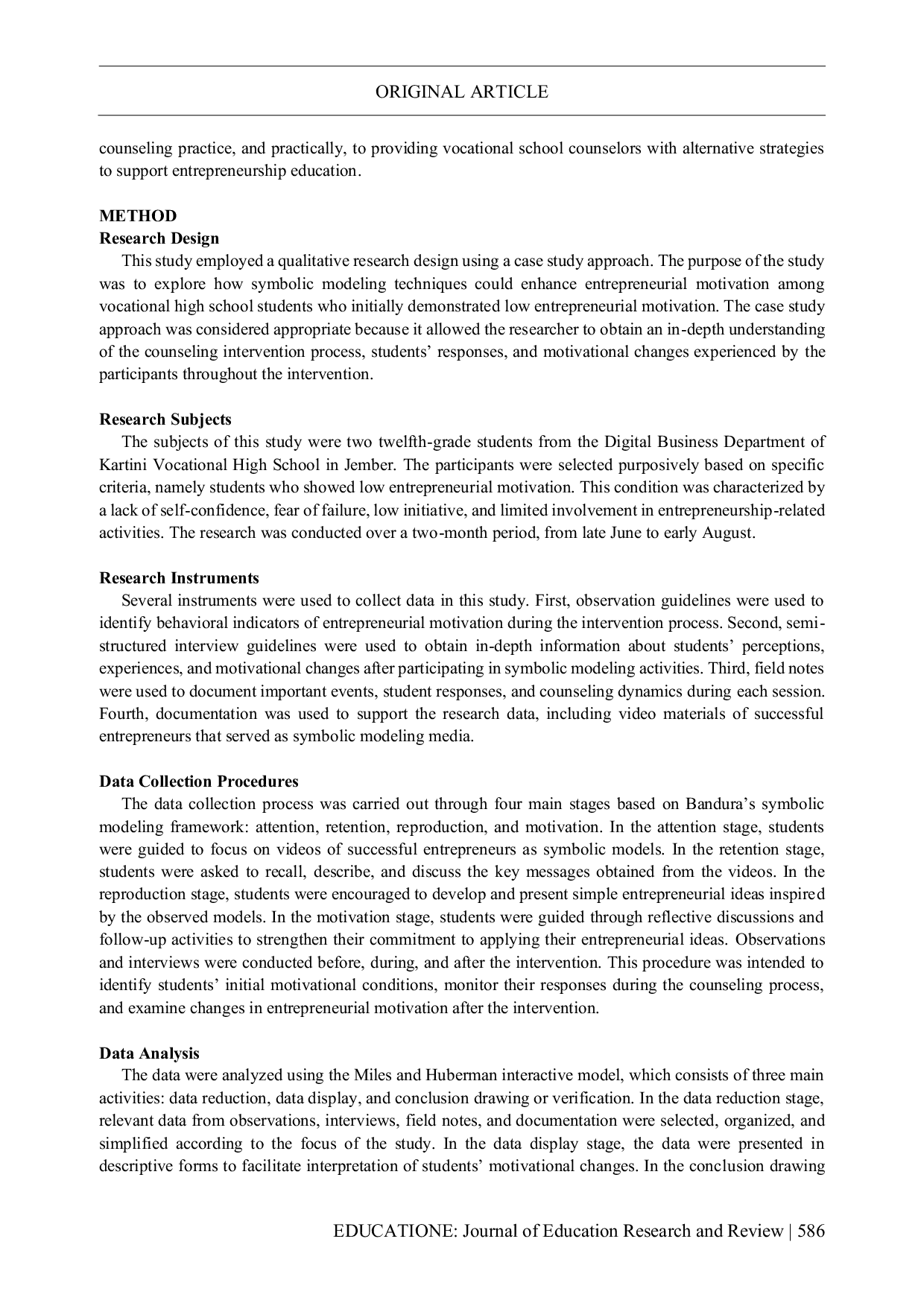 JURIS Implementation Of Symbolic Modeling Techniques To Increase Entrepreneurial Motivation In Vocational School Students