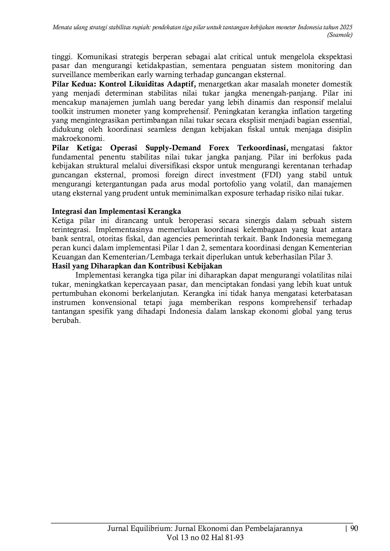 JURIS Menata ulang strategi stabilitas rupiah pendekatan tiga pilar untuk tantangan kebijakan moneter Indonesia tahun 2025