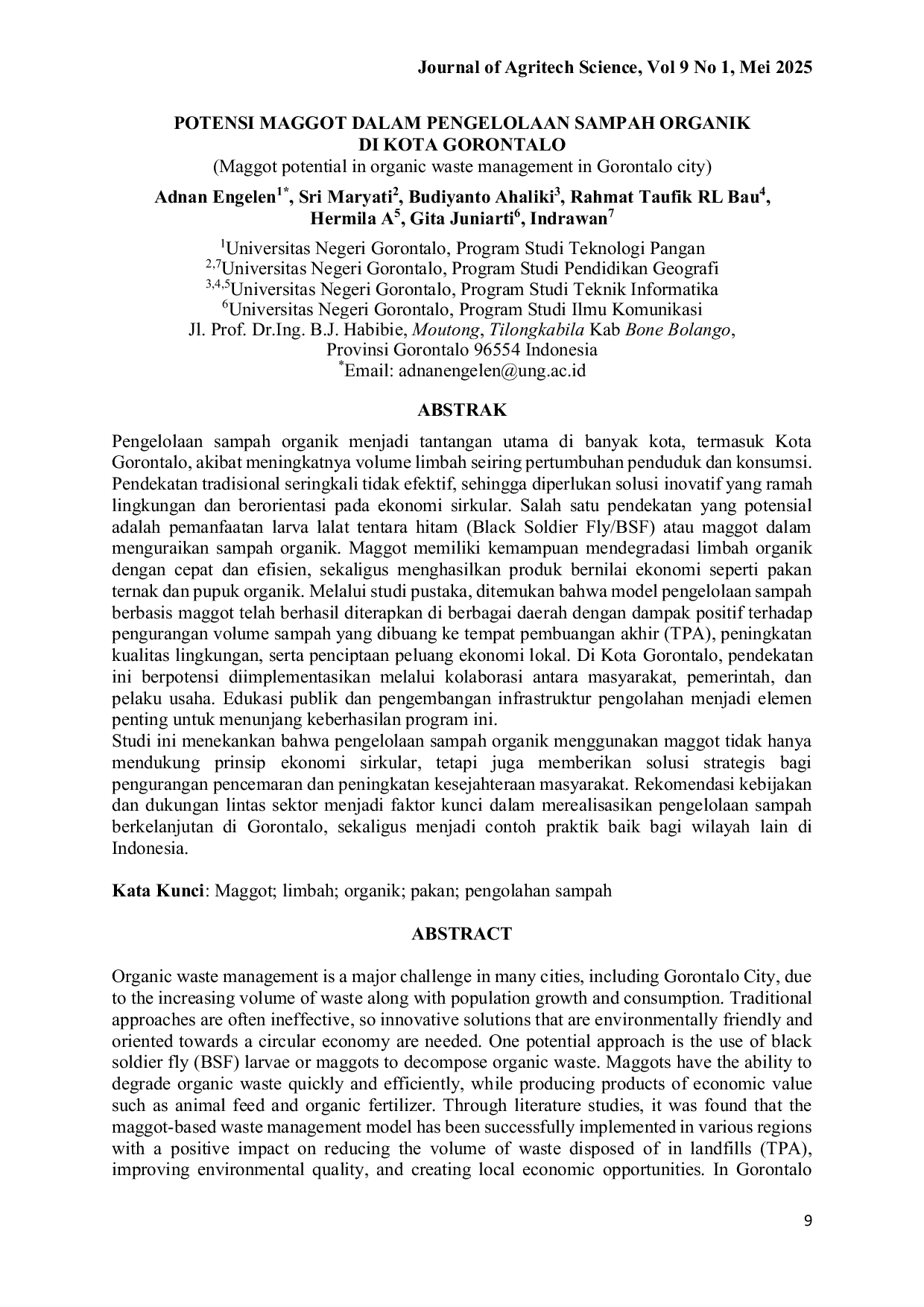 JURIS Potensi Maggot Dalam Pengelolaan Sampah Organik Di Kota Gorontalo
