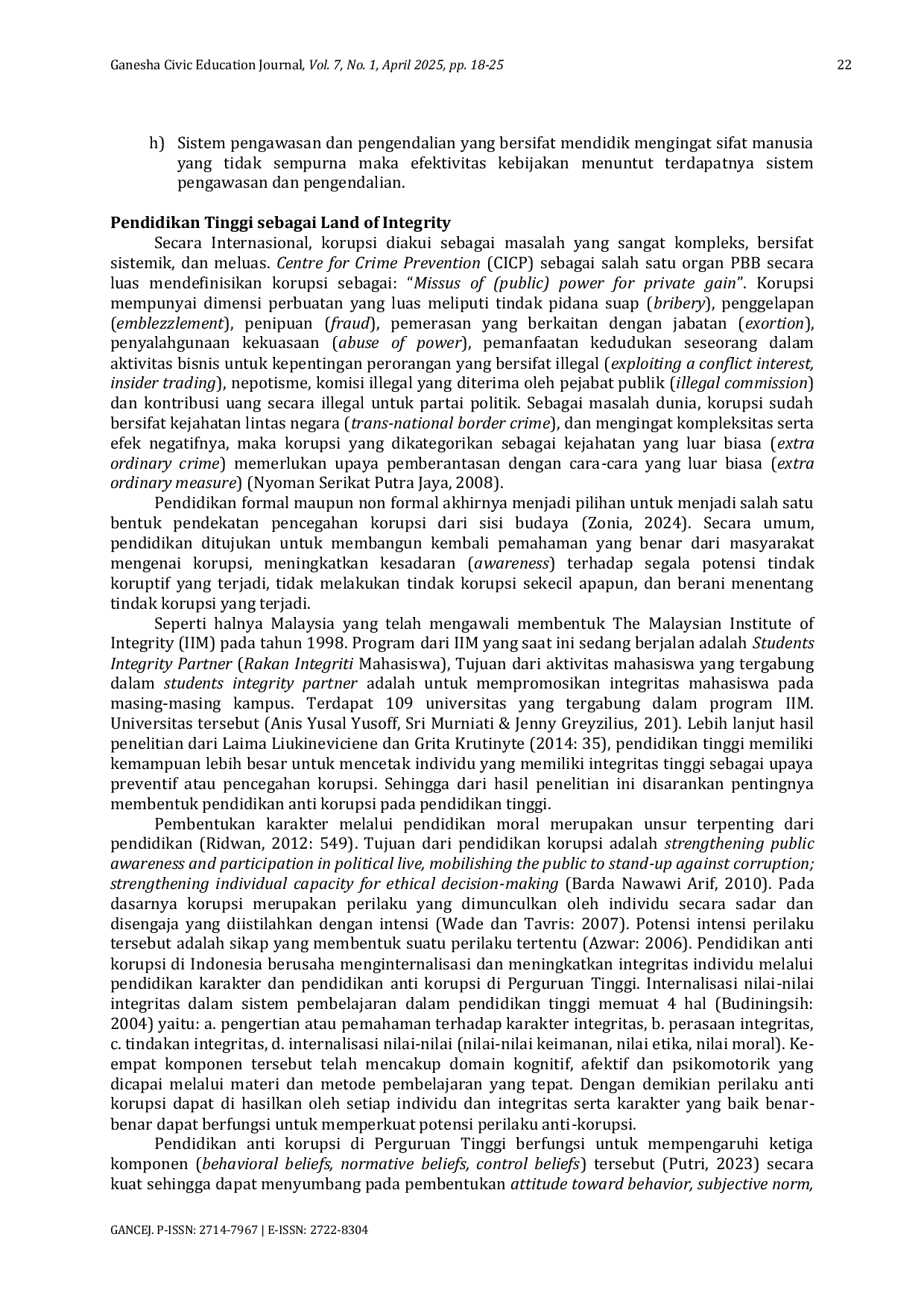 JURIS Analisis Pengaruh Kebijakan Pendidikan Anti Korupsi pada Pendidikan Tinggi di Indonesia