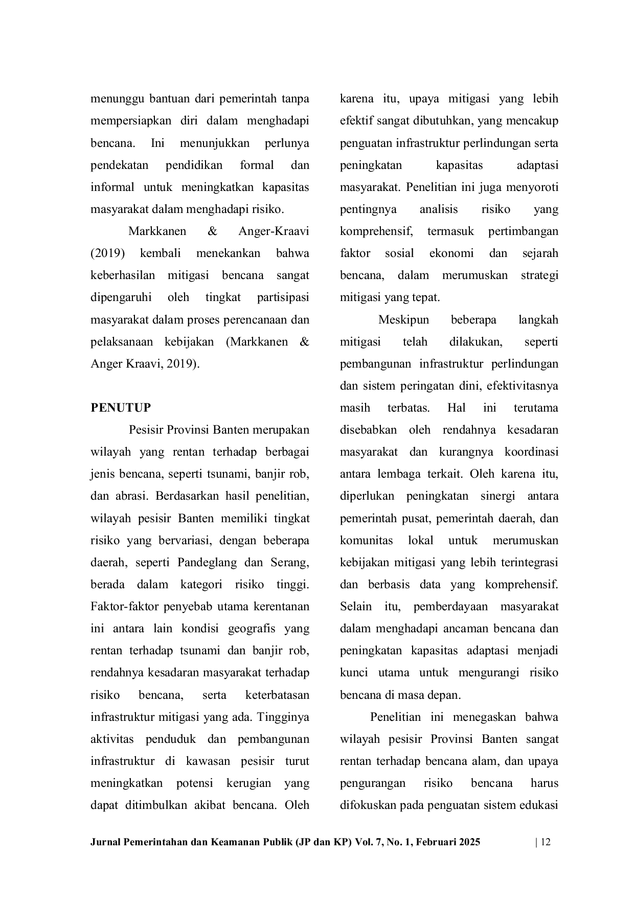 JURIS Analisis Risiko Bencana di Pesisir Provinsi Banten Sebagai Upaya Mitigasi Bencana