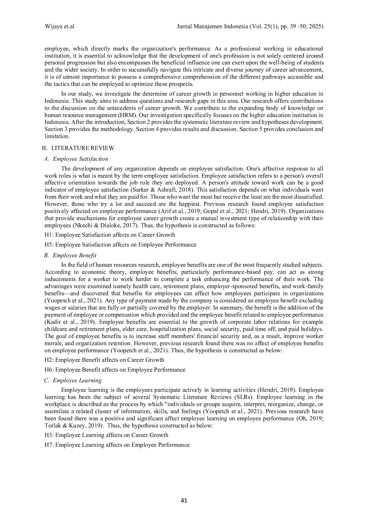 JURIS Antecedents of Career Growth An Empirical Study in Higher Education Institutions